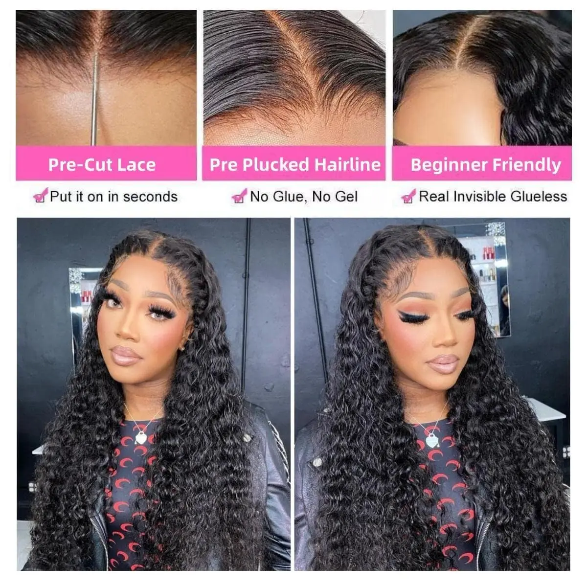 Deep Wave 30 40 inch Lace Front Wigs Human Hair 13x4 HD Lace Frontal Wigs For Women Pre Plucked Wavy Lace Front Curly Wigs