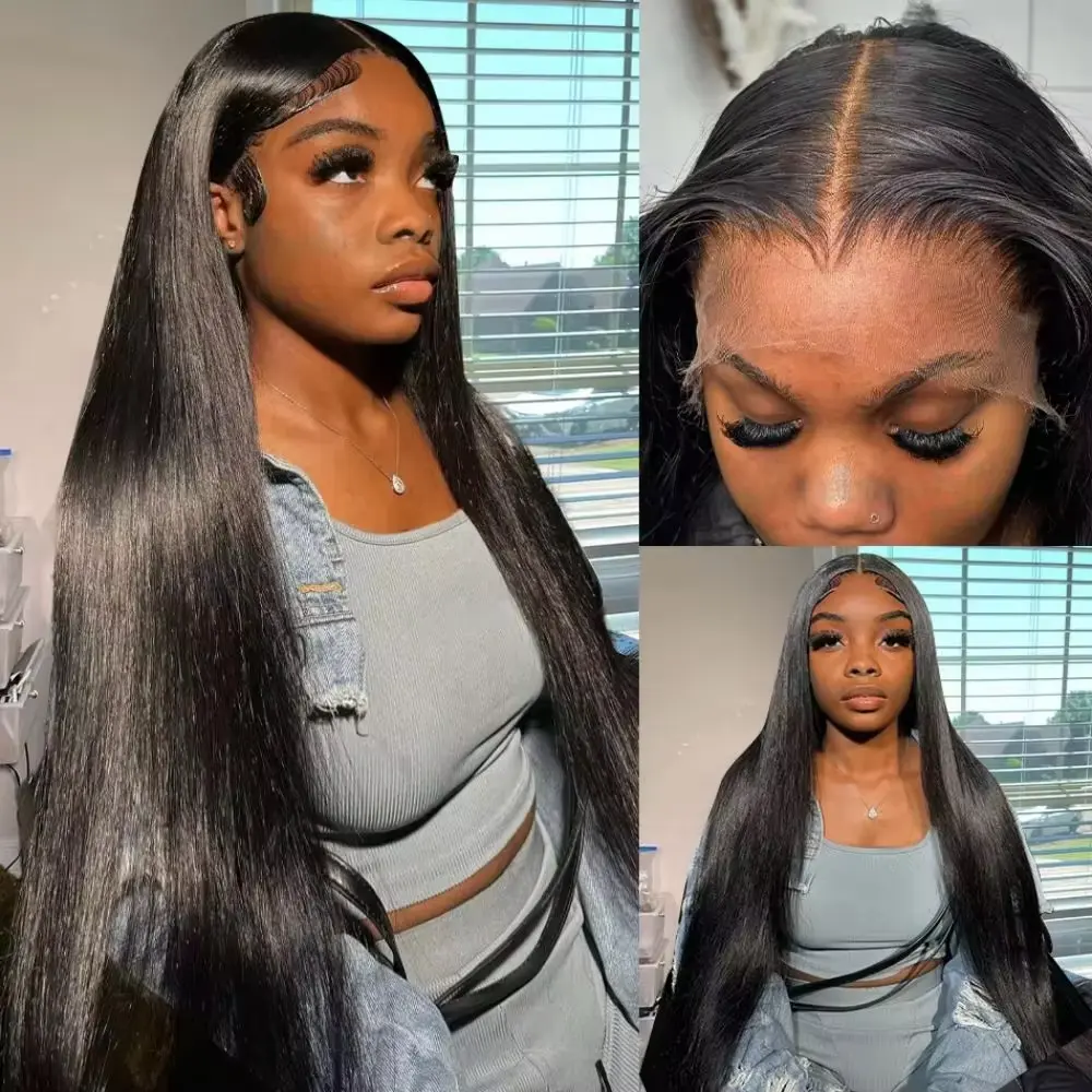 Bone Straight wig human hair for black women 40 inch transparent lace front wigs Pre Plucked 13x6 hd lace frontal wig on Sale