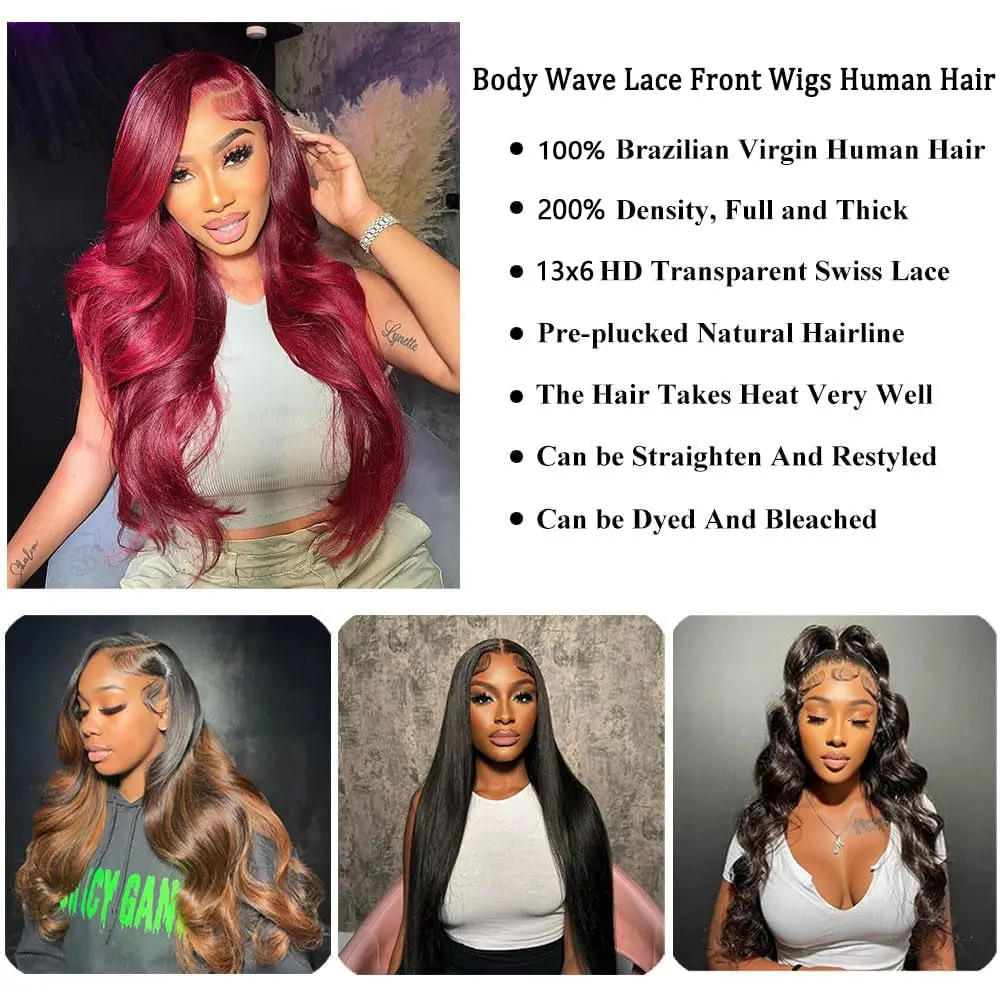 Boby wave 30 inch Lace Front Wig Pre Plucked 13x4 Lace Brazilion Wig 13x6 hd lace frontal human hair wigs for women Choice