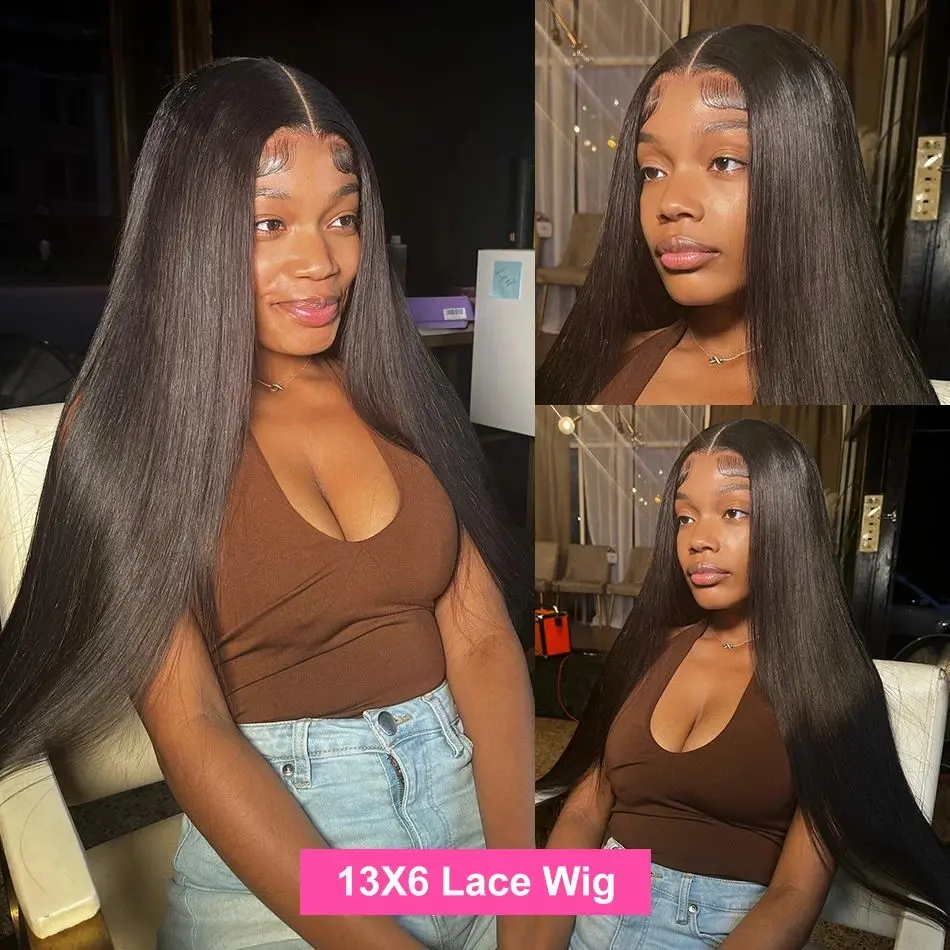 200 Density Bone Straight Human Hair Wigs 13x4 Brazilian Hair Wigs HD Lace Wig 100% Human Hair Transparent Lace Frontal Wig
