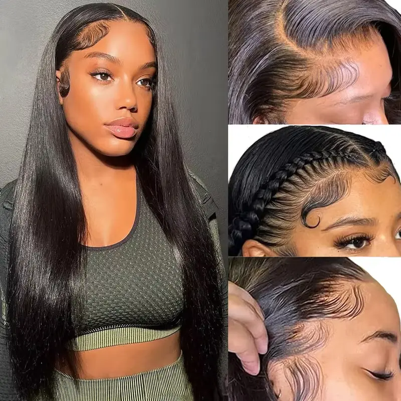 Bone straight Brazilian 30 inch lace front wig for women preplucked 4x4 closure hd lace frontal human hair wig Cheap on sale