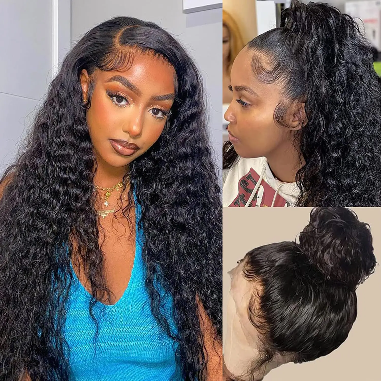 Deep Wave Frontal Wig For Women 13x6 Hd Lace Frontal Wig Pre Plucked Wigs 13x4 Water Wave Lace Front Wig Curly Human Hair Wigs