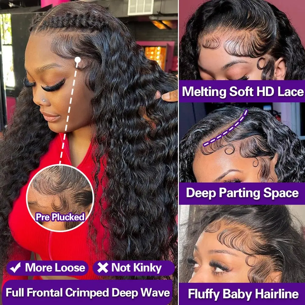 Deep Wave Frontal Wig For Women 13x6 Hd Lace Frontal Wig Pre Plucked Wigs 13x4 Water Wave Lace Front Wig Curly Human Hair Wigs