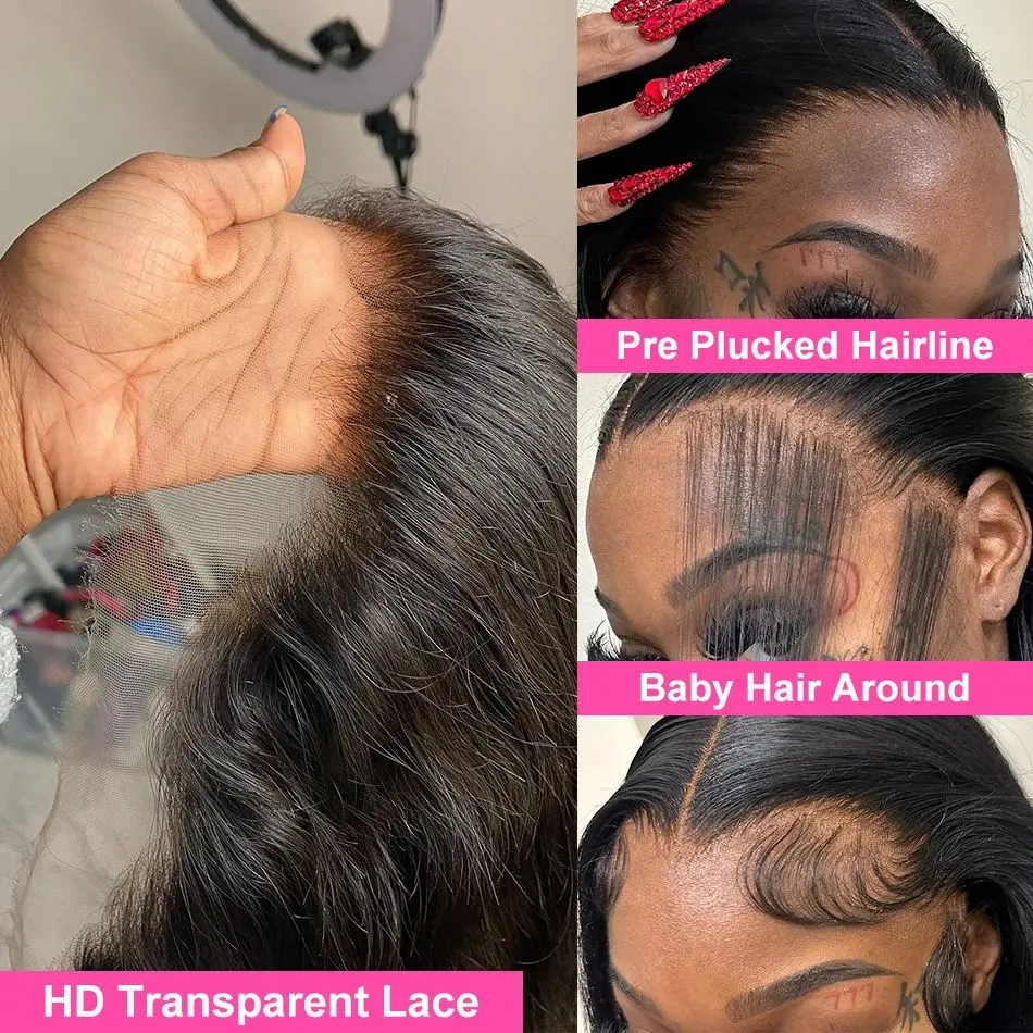 Lace Front Human Hair Wig Straight Transparent Lace Wig For Women Brazilian 13x4 Lace Frontal Wig Human Hair Natural Black Color
