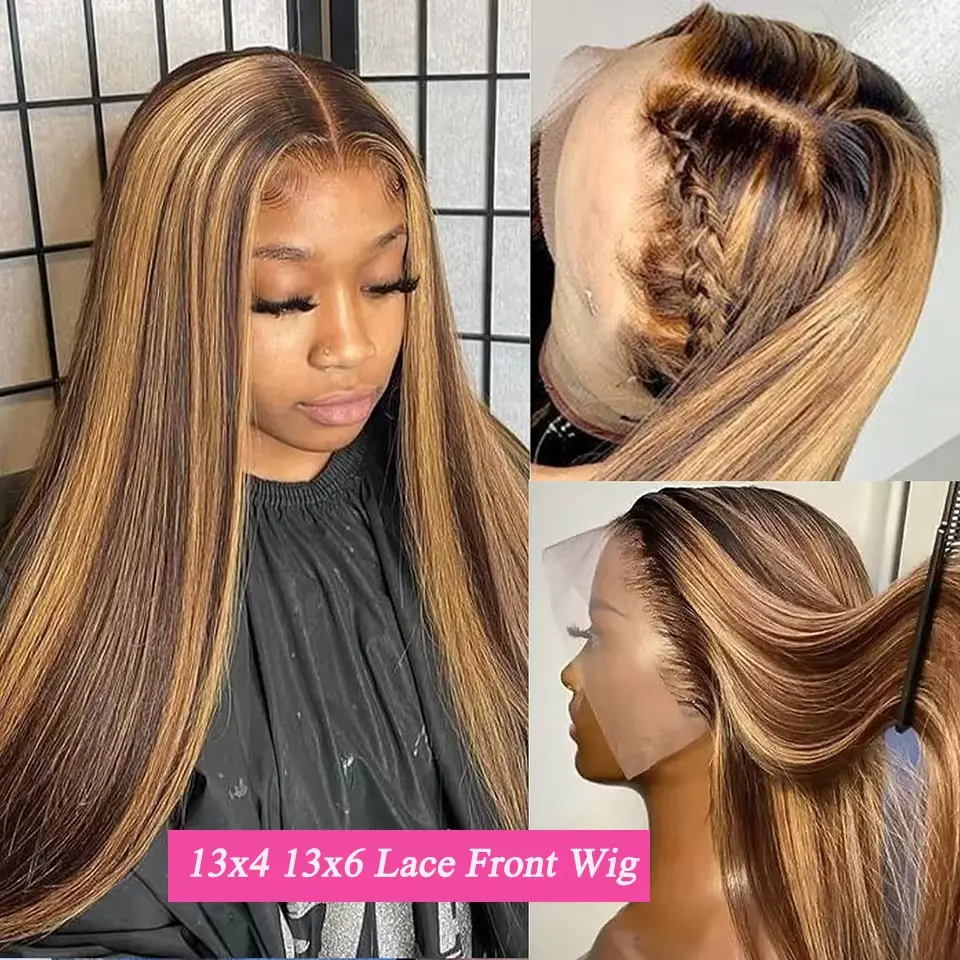 Highlight 13x6 lace frontal wig human hair on sale 30 inch lace front colored 13x4 straight wigs human hair for women