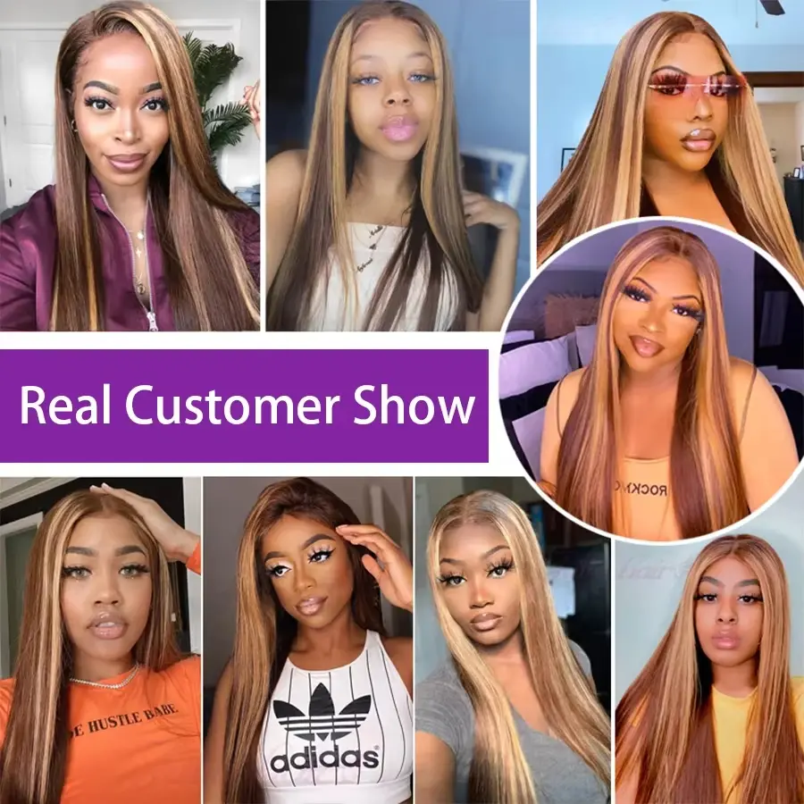 Highlight 13x6 lace frontal wig human hair on sale 30 inch lace front colored 13x4 straight wigs human hair for women