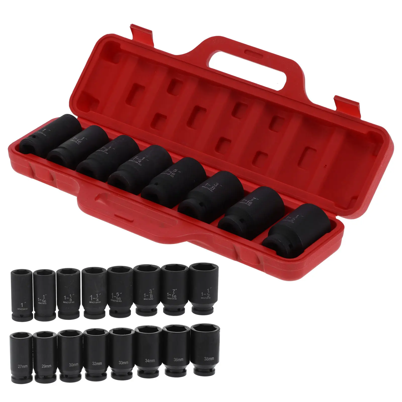Socket Set HighTorque 6Point   Chrome Vanadium Steel Automative Tool Drive Socket Sleeve Socket External Socket