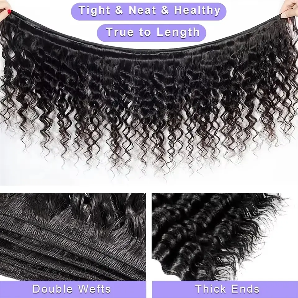 SoGreat Raw Hair Bundles Deep Wave Wig Human Hair Curly Bundles Human Hair Water Wave Natural Black Wig Human Hair Brazilian