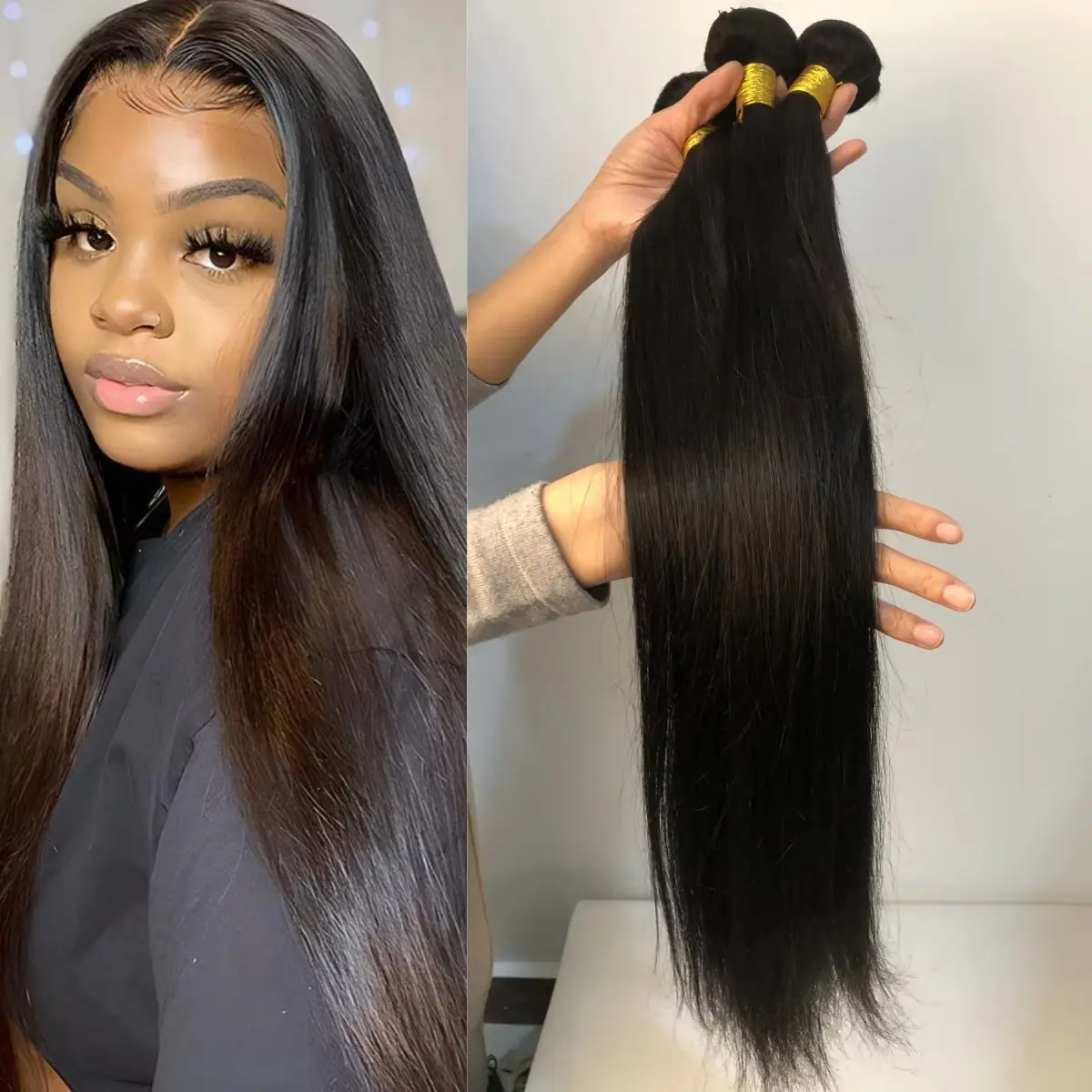 SoGreat 16 Inch Raw Hair Bundles Bone Straight Human Hair Wigs Straight Human Hair Bundles Natural Black Wig Brazilian For Women
