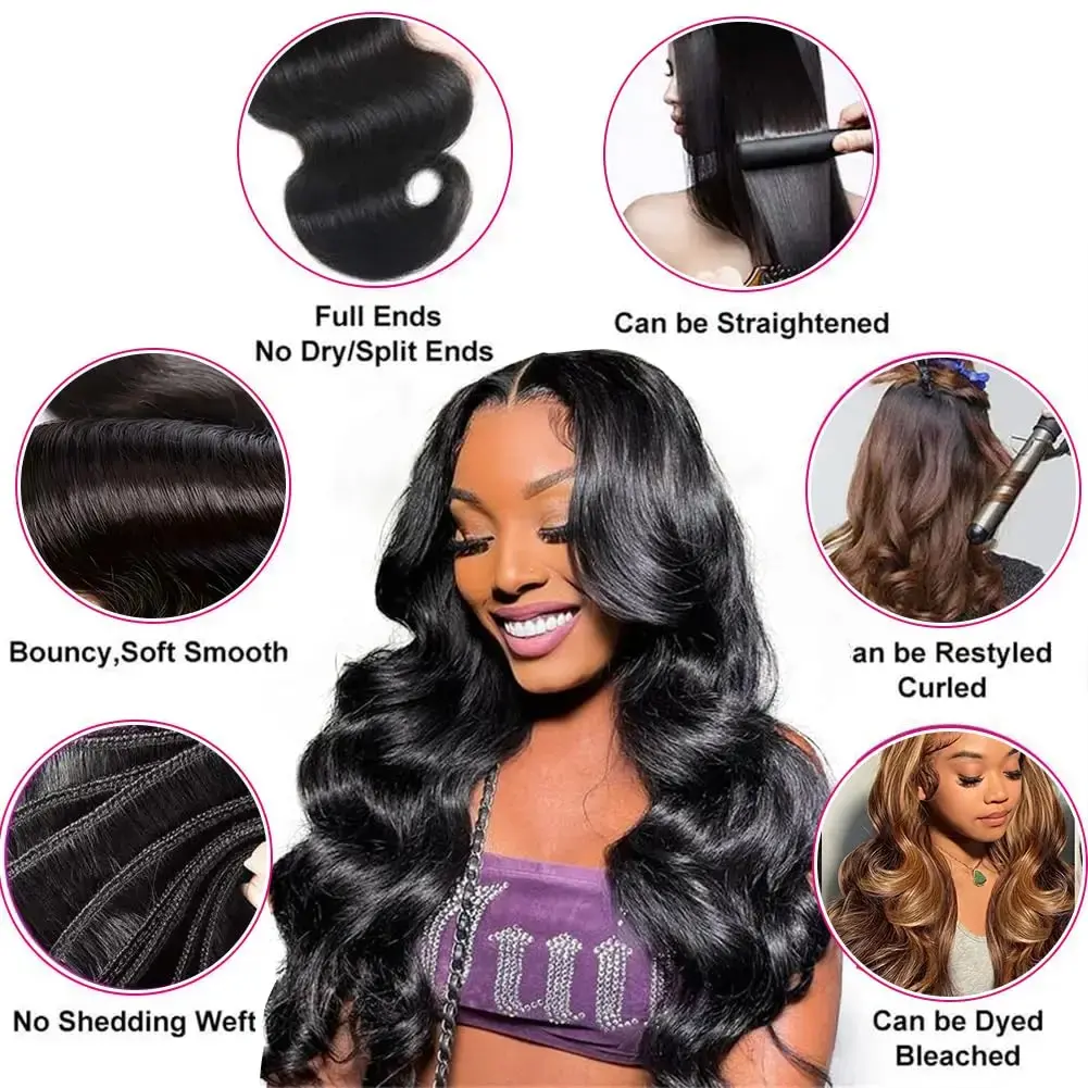 SoGreat 16 Inch 1 Pcs Body Wave Bundles Human Hair Natural Loose Body Wave Black Wig Human Hair Raw Hair Bundles Brazilian Hair
