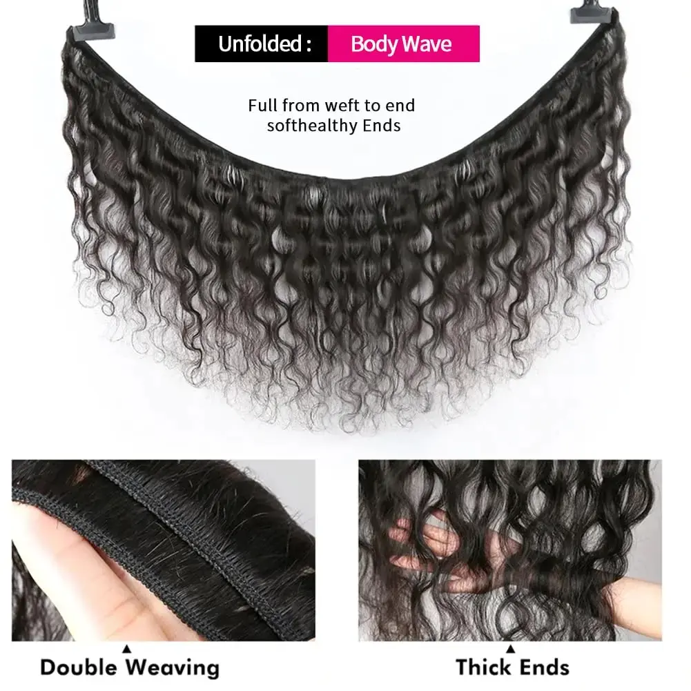 SoGreat 16 Inch 1 Pcs Body Wave Bundles Human Hair Natural Loose Body Wave Black Wig Human Hair Raw Hair Bundles Brazilian Hair