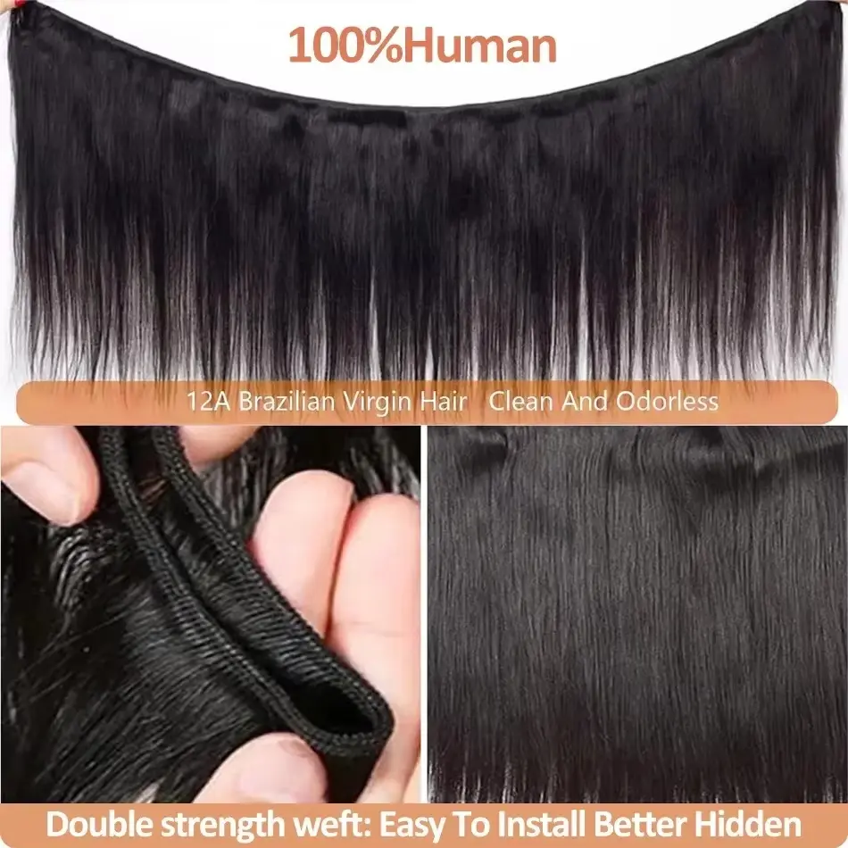 SoGreat 16 Inch Raw Hair Bundles Bone Straight Human Hair Wigs Straight Human Hair Bundles Natural Black Wig Brazilian For Women