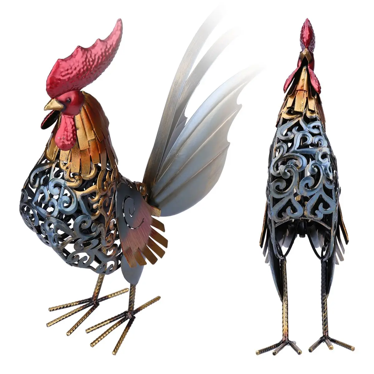 TOOARTS Metal sculpture Carved iron rooster Home furnishing articles Artwork iron Sculpture