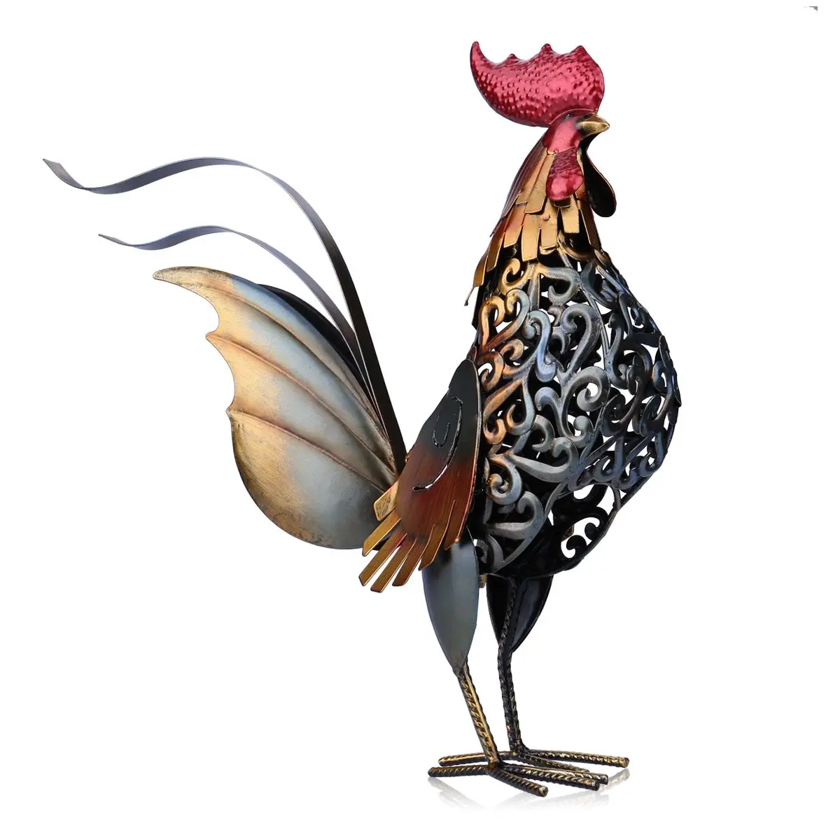 TOOARTS Metal sculpture Carved iron rooster Home furnishing articles Artwork iron Sculpture