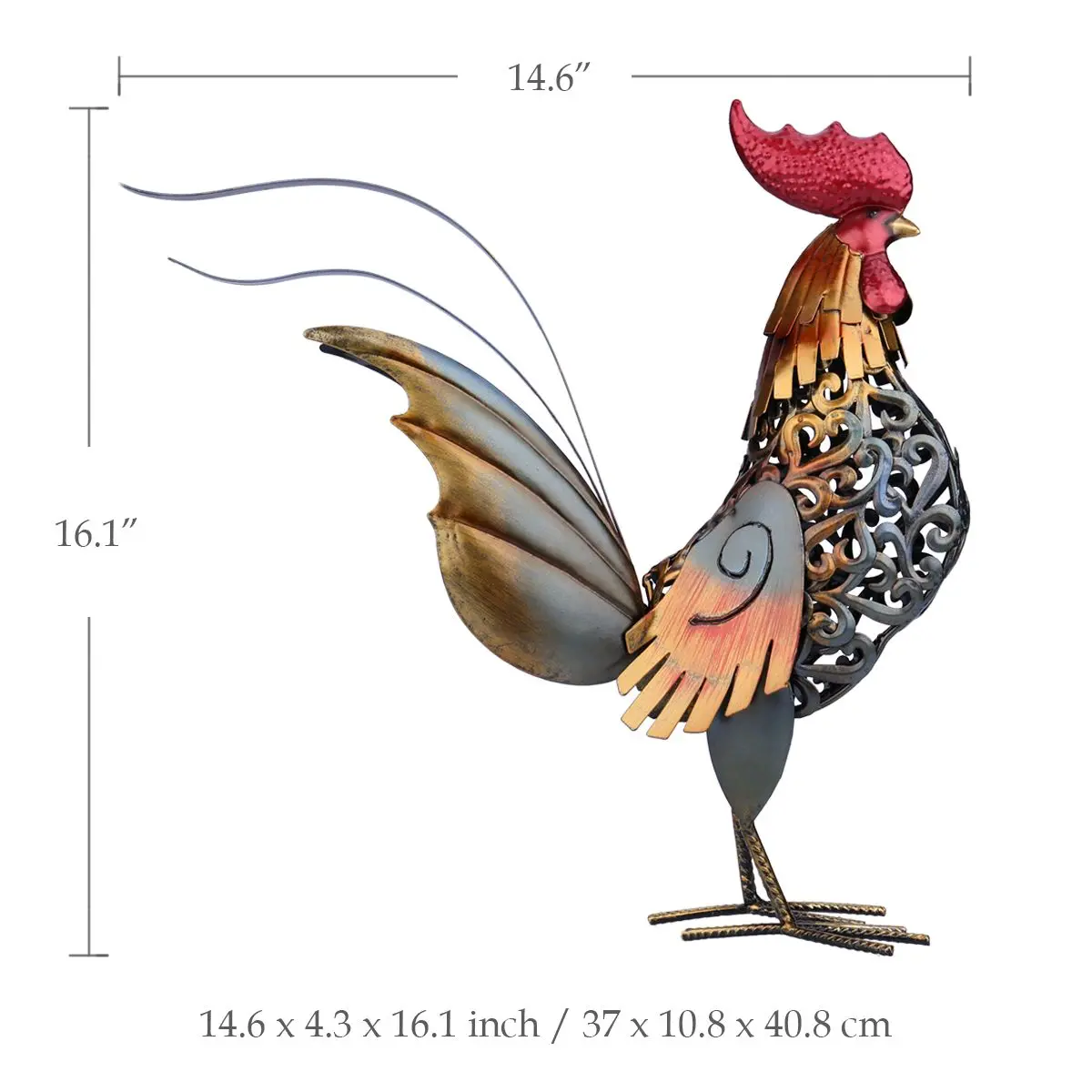 TOOARTS Metal sculpture Carved iron rooster Home furnishing articles Artwork iron Sculpture
