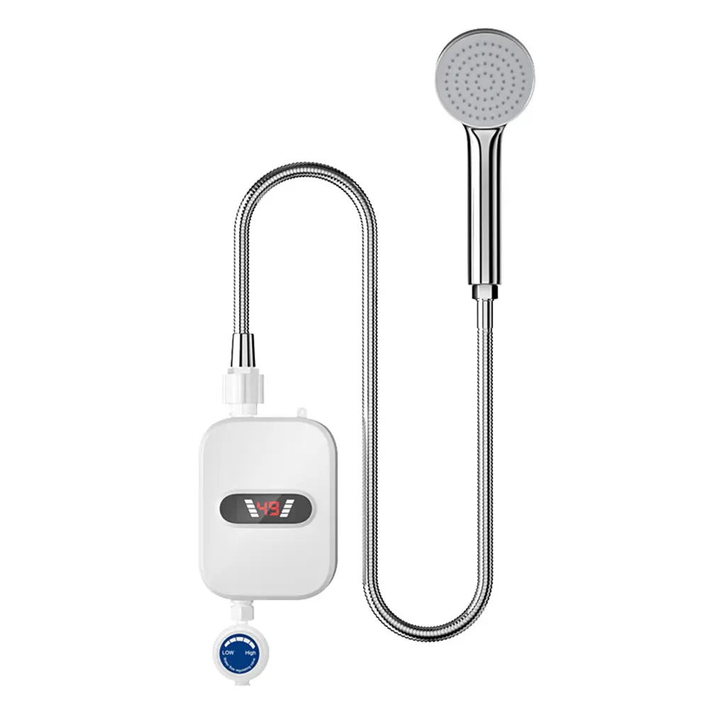 Instant Water Heater LCD Digital Display Thermostatic Shower Water Heating Device Stainless Steel Tankless Rapid Heating Machine
