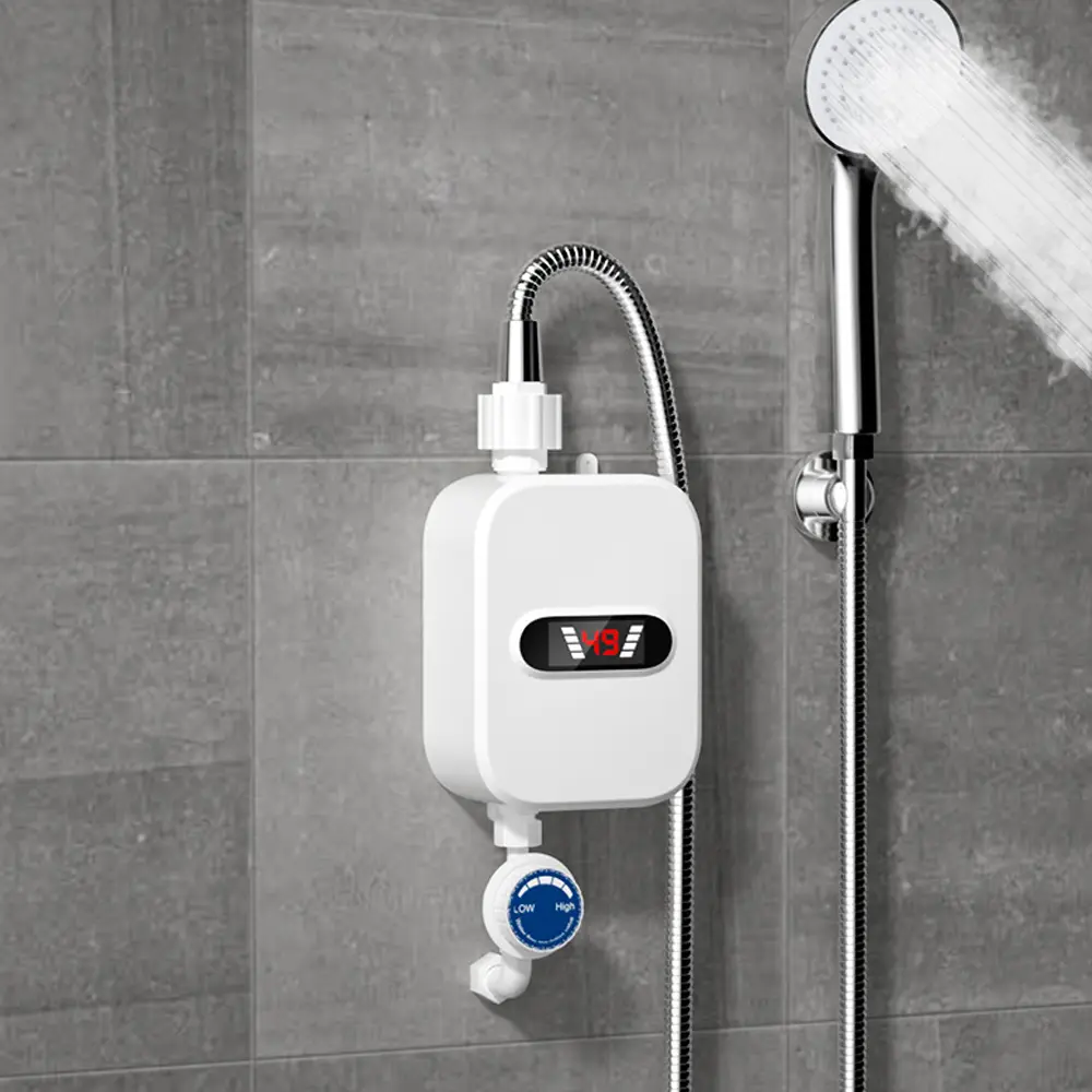 Instant Water Heater LCD Digital Display Thermostatic Shower Water Heating Device Stainless Steel Tankless Rapid Heating Machine