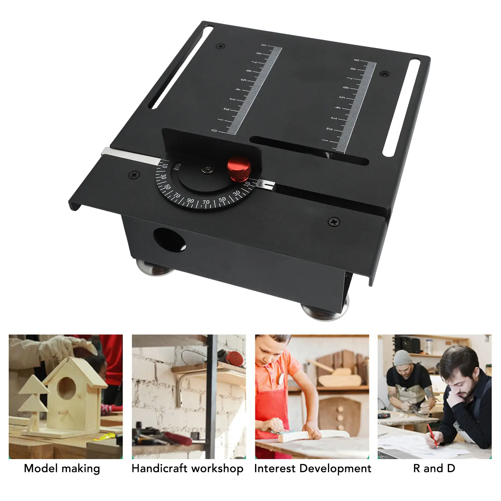 Mini Table Saw 100W 7 Speeds Angle Blade Height Adjustable Mini Desktop Electric Saw Cutter for Wood PCB Acrylic Plastic