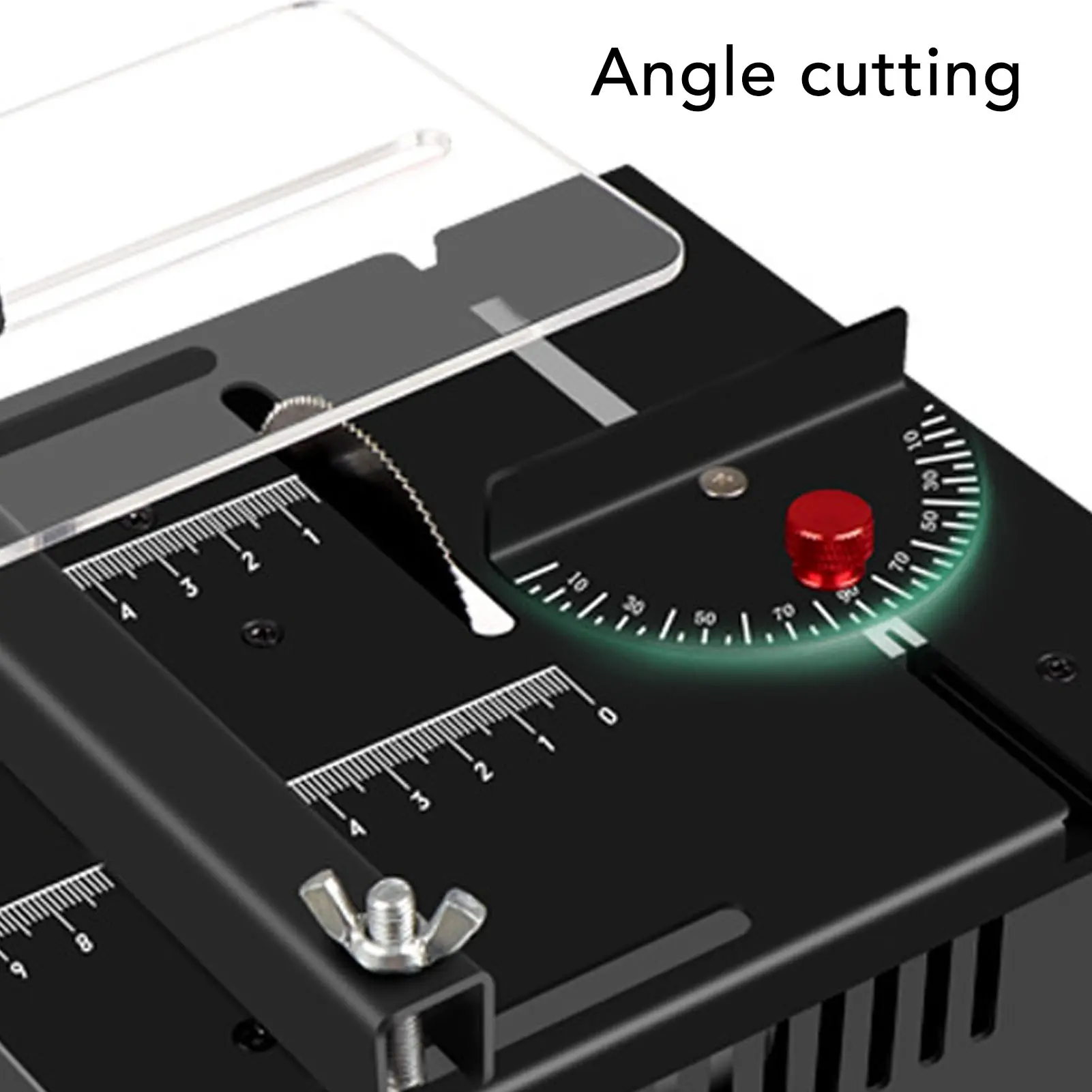 Mini Table Saw 100W 7 Speeds Angle Blade Height Adjustable Mini Desktop Electric Saw Cutter for Wood PCB Acrylic Plastic