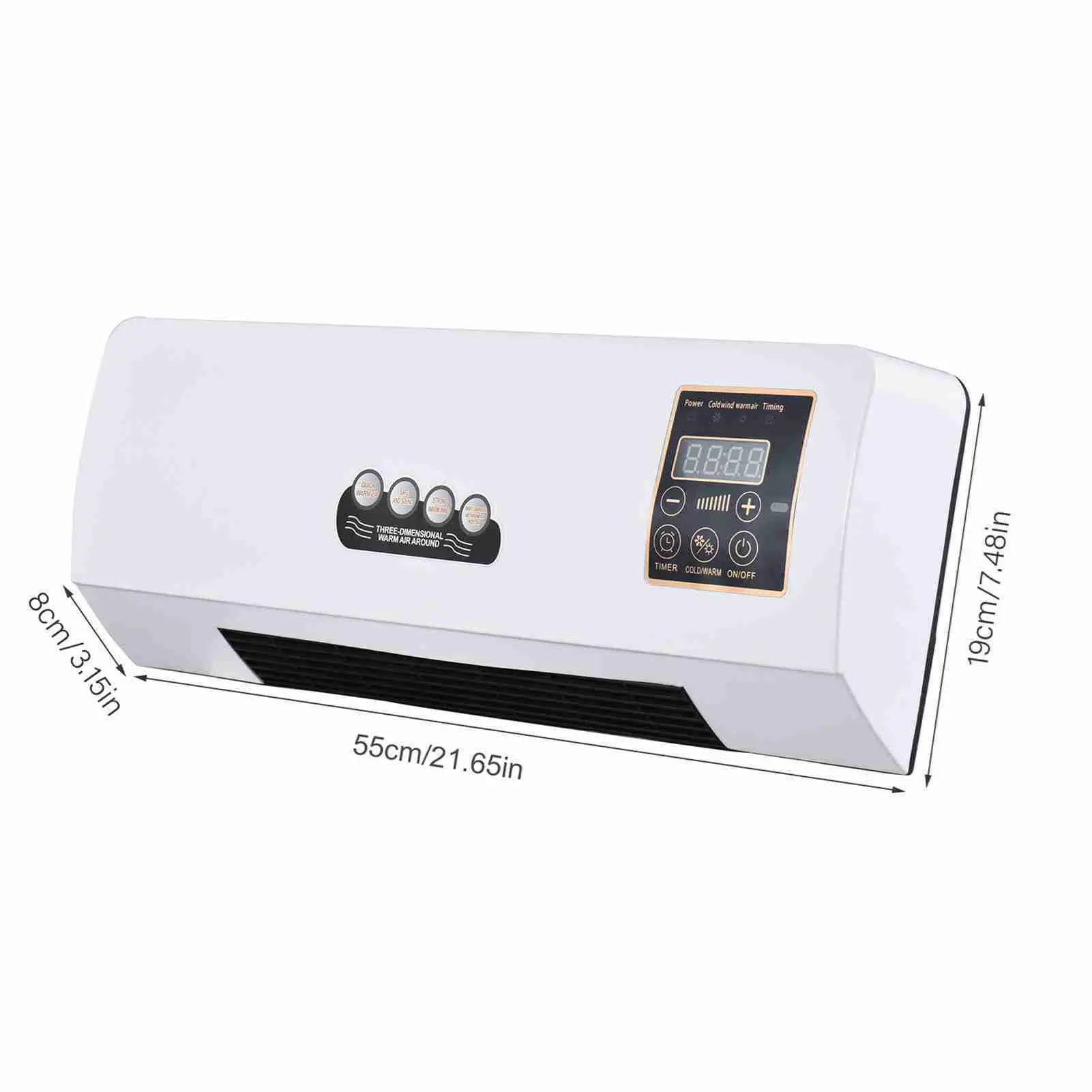 Heater with Fan Heater Fan 2 in 1 Heating Nature Wind Timing Digital Display Wall Mounted Space Heater for Home  Dormitory