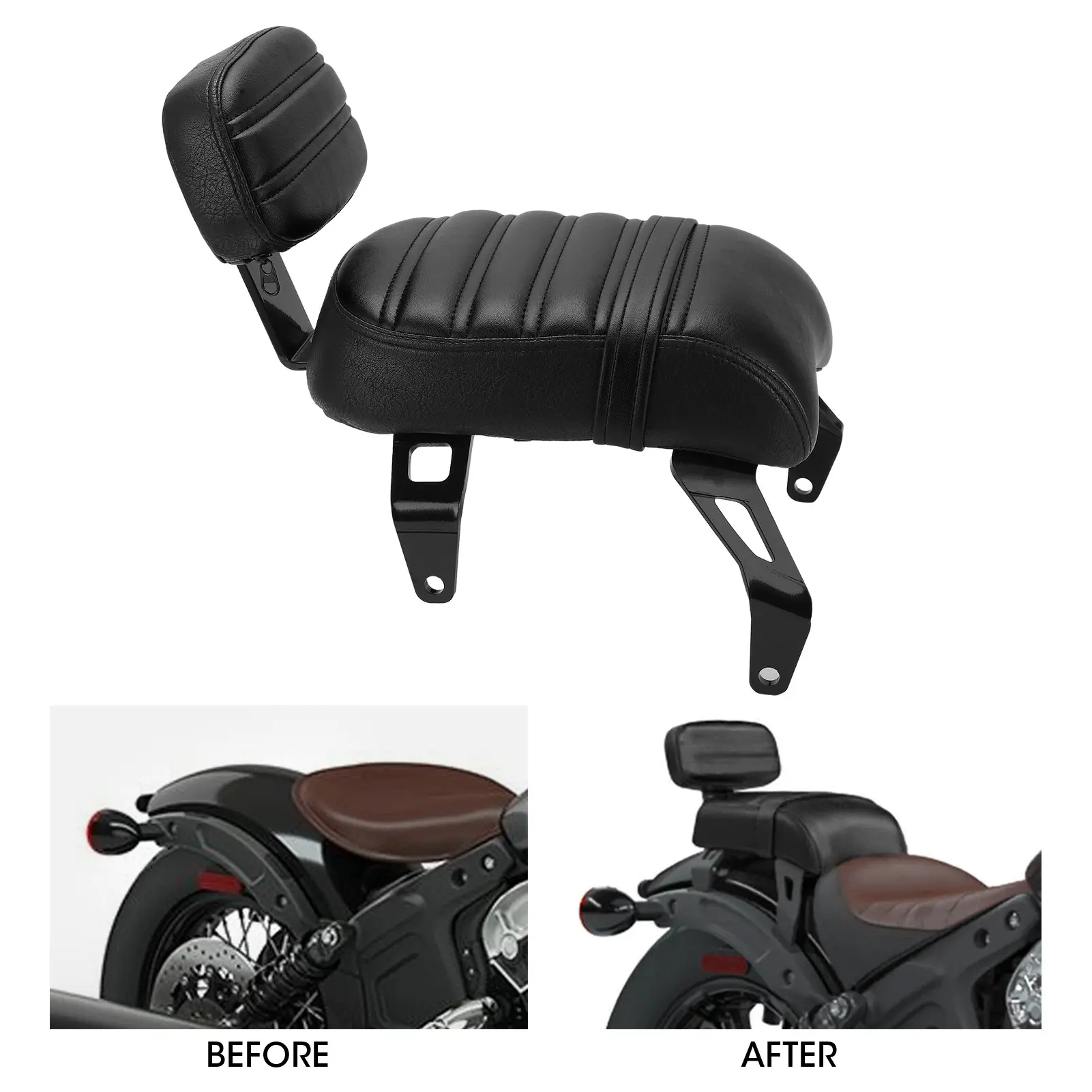 Rear Passenger Seat with Backrest Kits Replacement for Indian Scout Bobber 2018‑2021