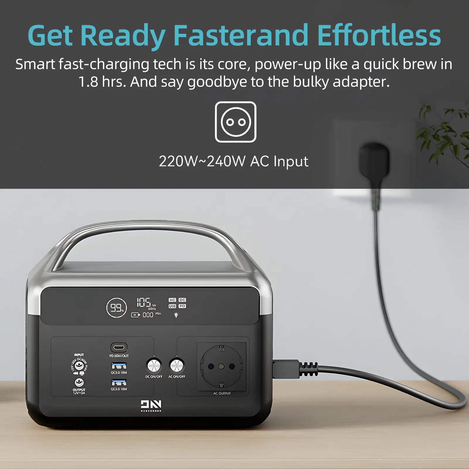 DaranEner NEOZ Portable Power Station 300W 179.2Wh LiFePO4 Battery Pure Sine Wave AC Outlet DC5521 Ports USB-A QC3.0 18W USB-C P