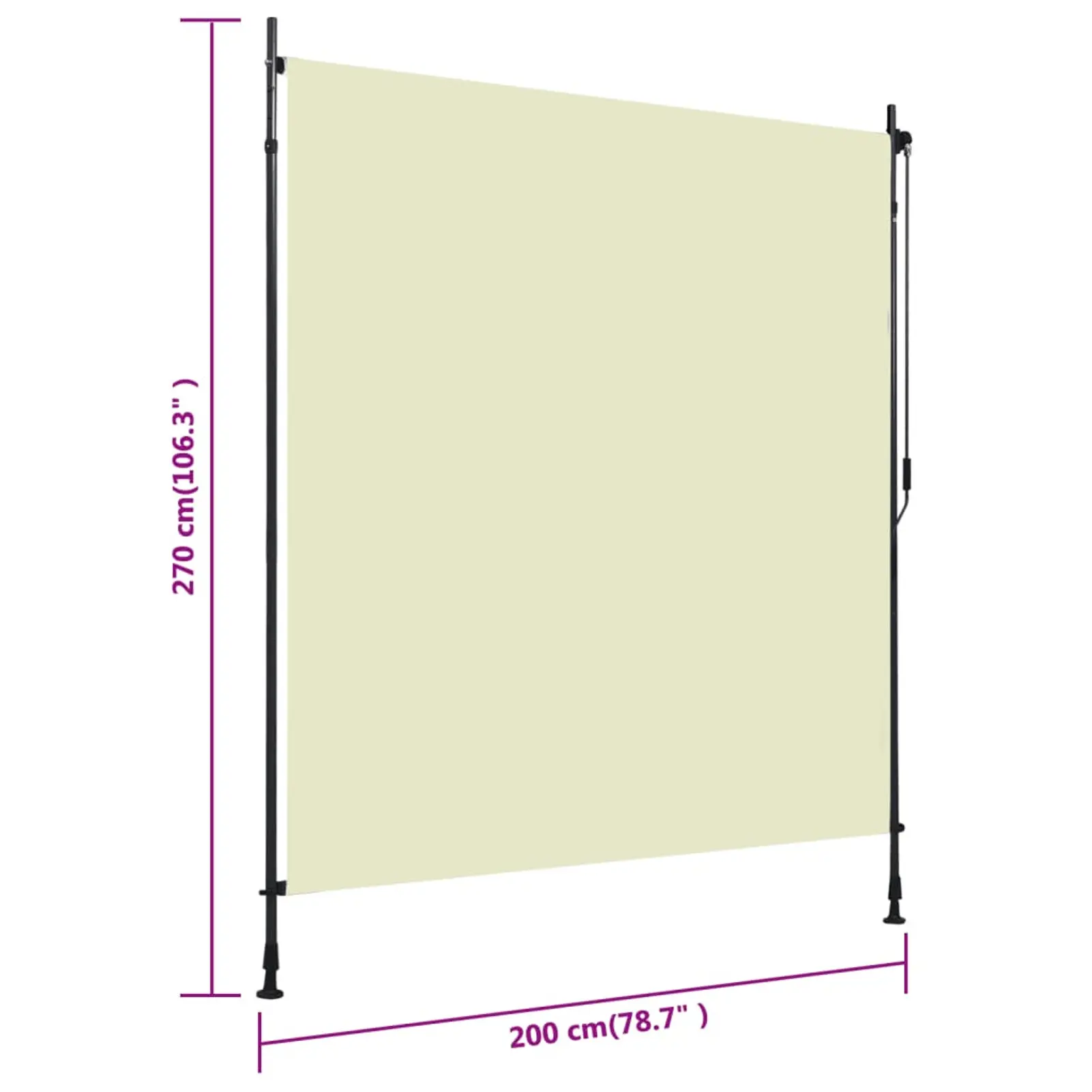 Outdoor Roller Blind Large with PA coating Create Some Privacy and Shade on Balcony Patio Porch Pergola Garden 200x270 cm