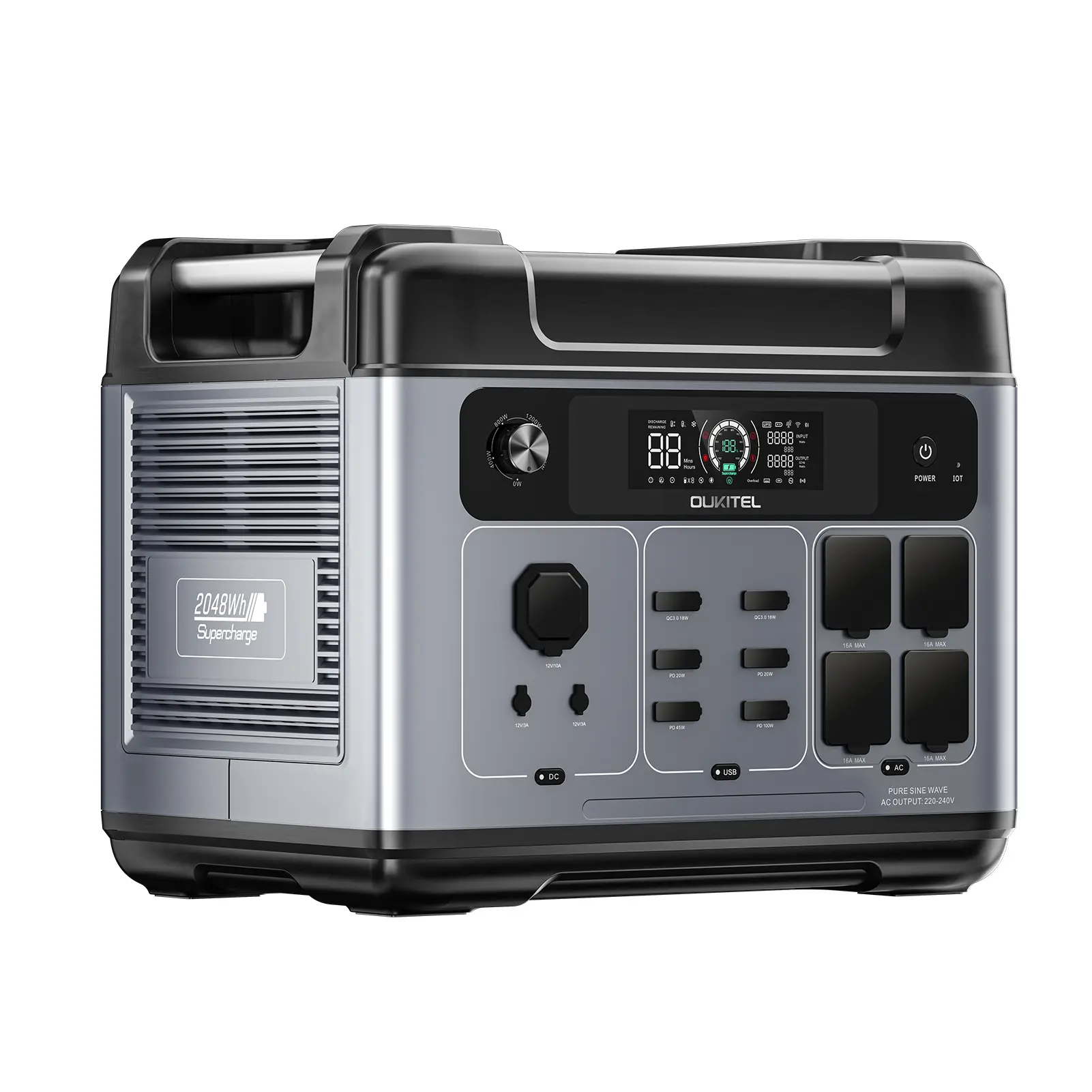 OUKITEL P2001 Plus Portable Power Station, 2400W Solar Generator, 80% Charge in 1Hr, 2048Wh LiFePO4 Battery Solar Powered Genera