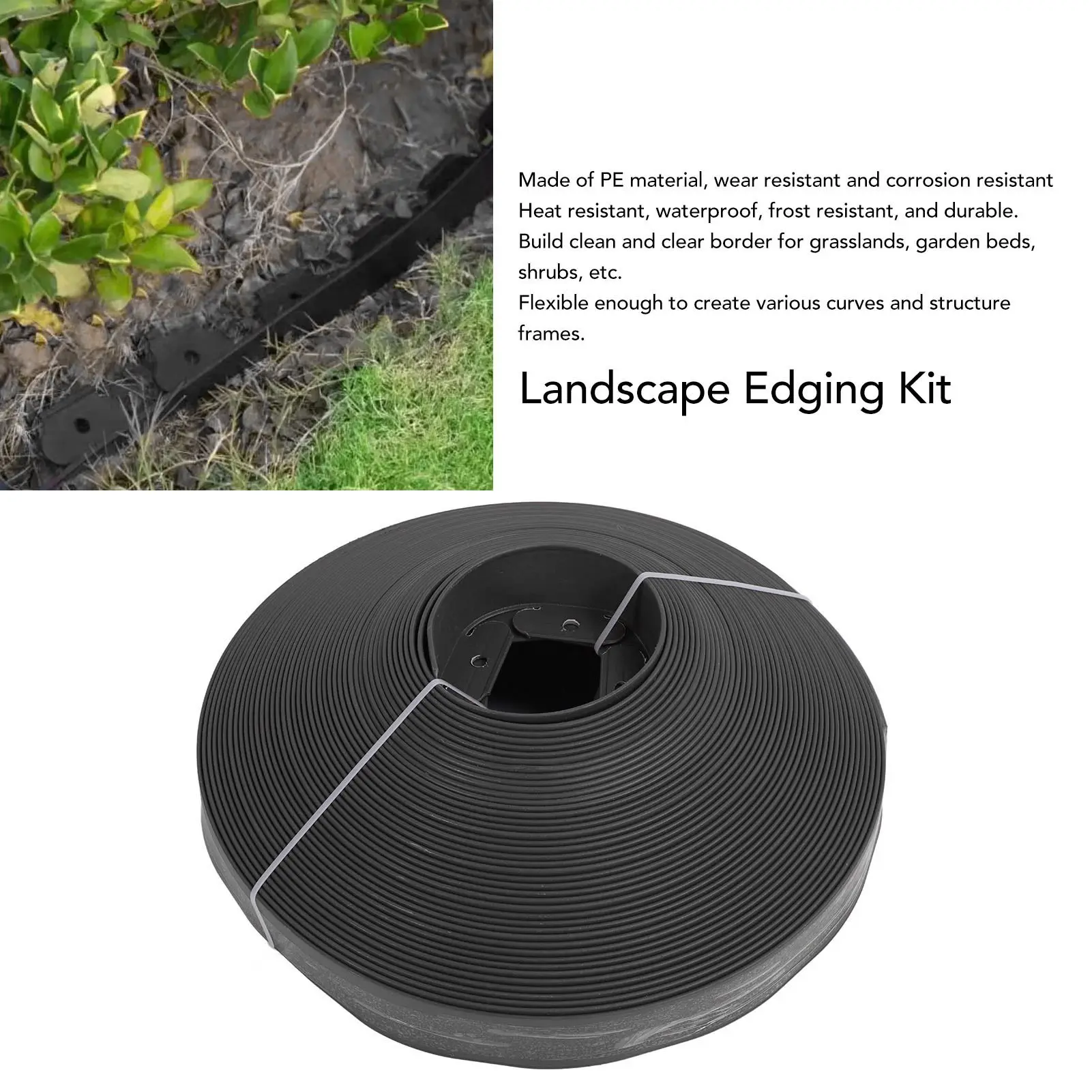 Garden Landscape Edging Border Lawn Edging Landscape Edging Kit PE 40m Garden Border with Spikes for Lawn Flower Bed Grass Yard