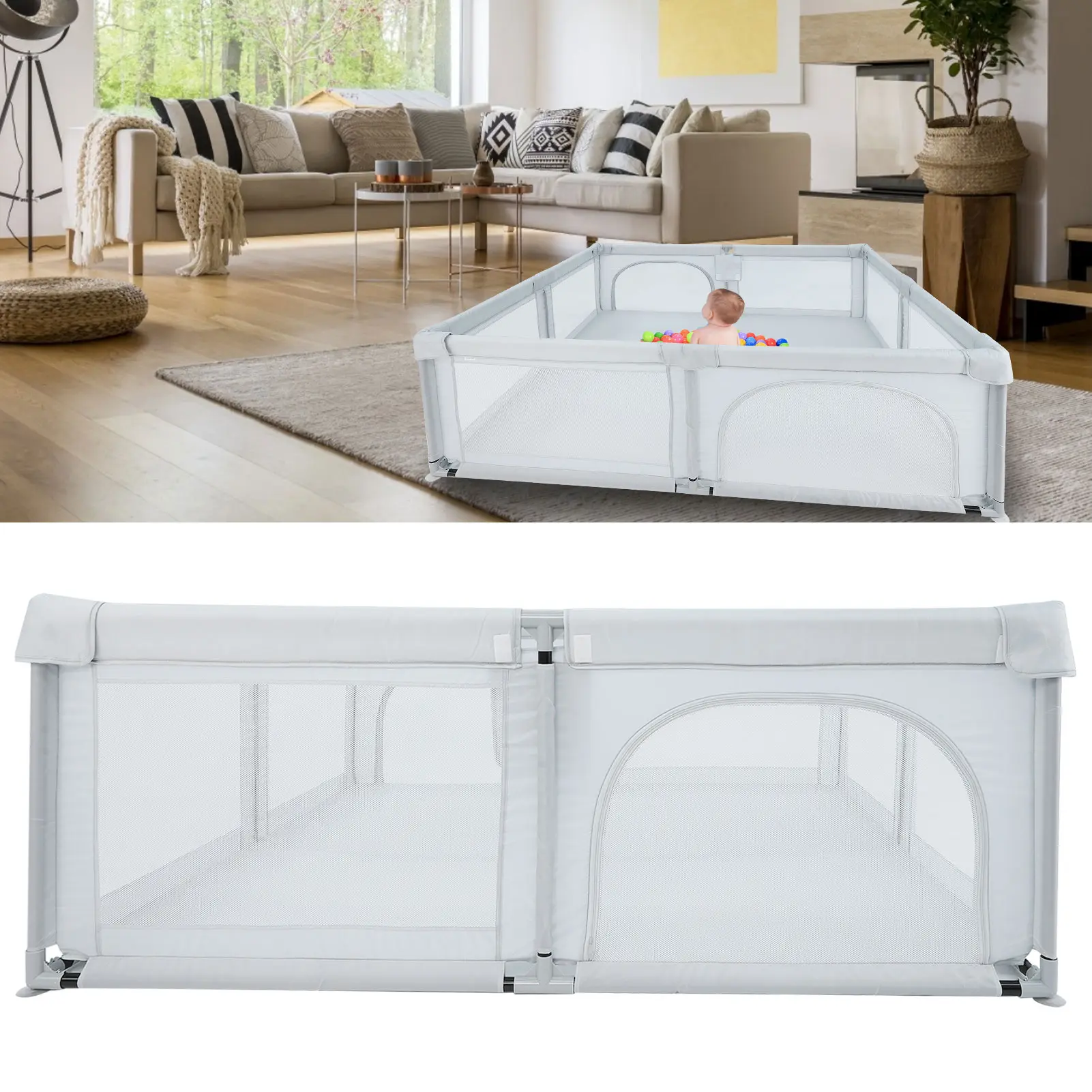 Dog Playpen Home Indoor Children Playards Kid Safety Activity Center with Breathable Mesh Children Play Fence Children Playards