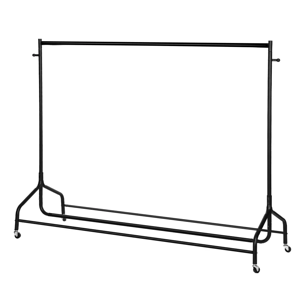 Simple Floor Hanger Two Sections 1.8m 6FT Black Hanger floor hanger Metal Hanger Drying rack Simple hanger Floor‑standing drying