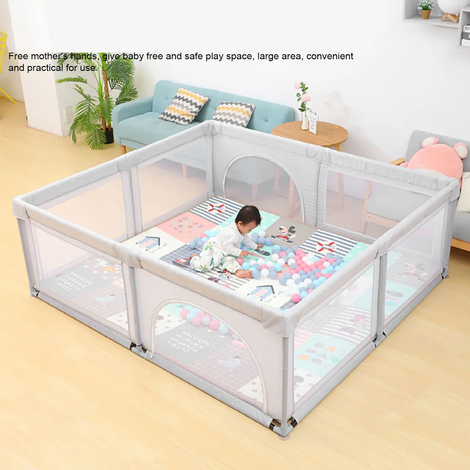 Dog Playpen Home Indoor Children Playards Kid Safety Activity Center with Breathable Mesh Children Play Fence Children Playards