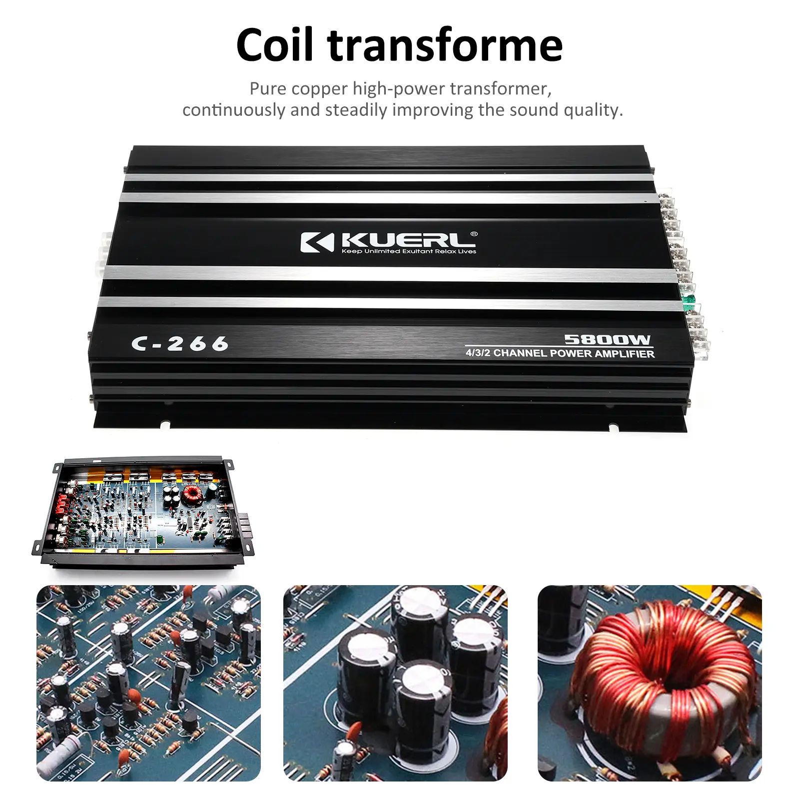 4-Channel Car Audio Amplifier 5800W High-Power Amp 12.0V Ultra-Thin Four-Way Power Amplifier Class A/B