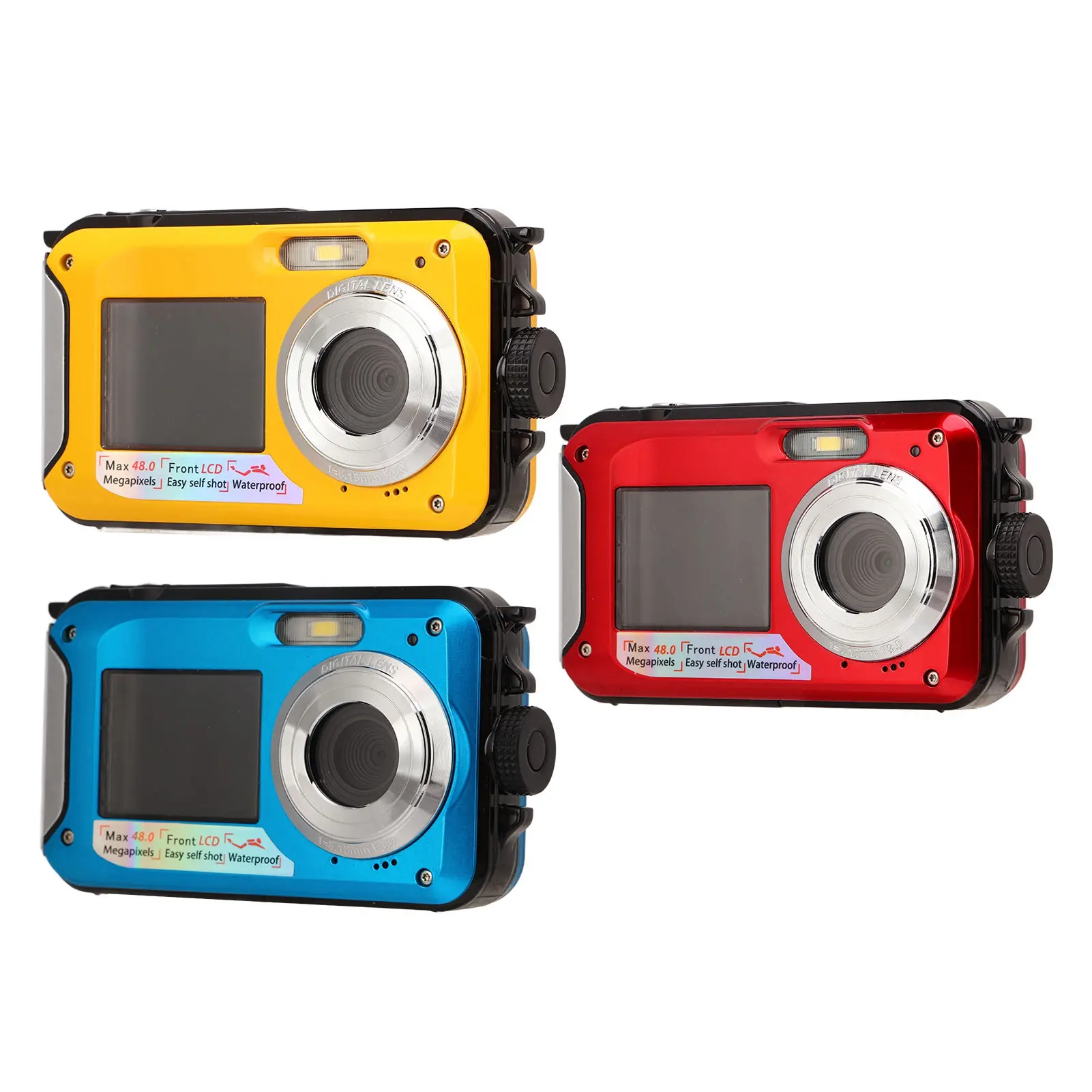Dual Screens Waterproof Digital Camera Full HD 48MP Image Waterproof Digital Camera  USB 2.0 10ft Waterproof for Shooting