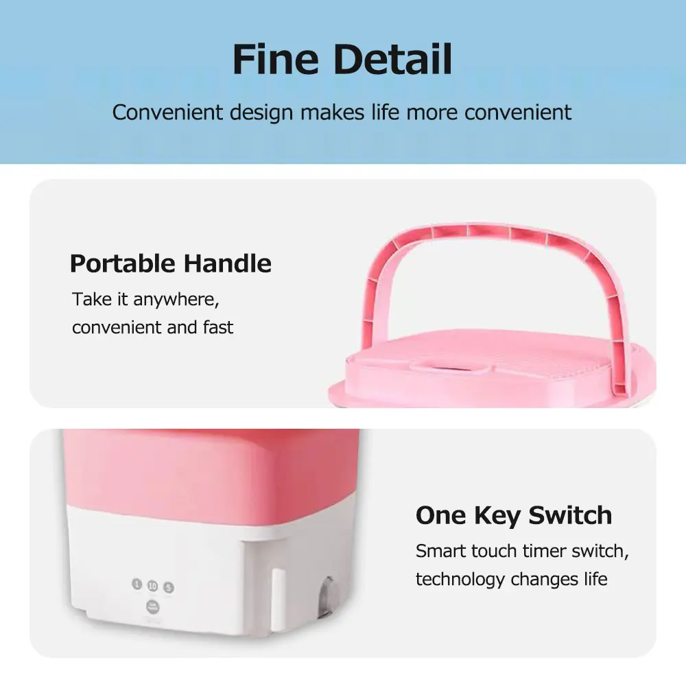 Washing Machine Small Household Folding Portable Automatic Ultrasonic Forward and Reverse Pulsator Elution Dual Purpose Imitatio