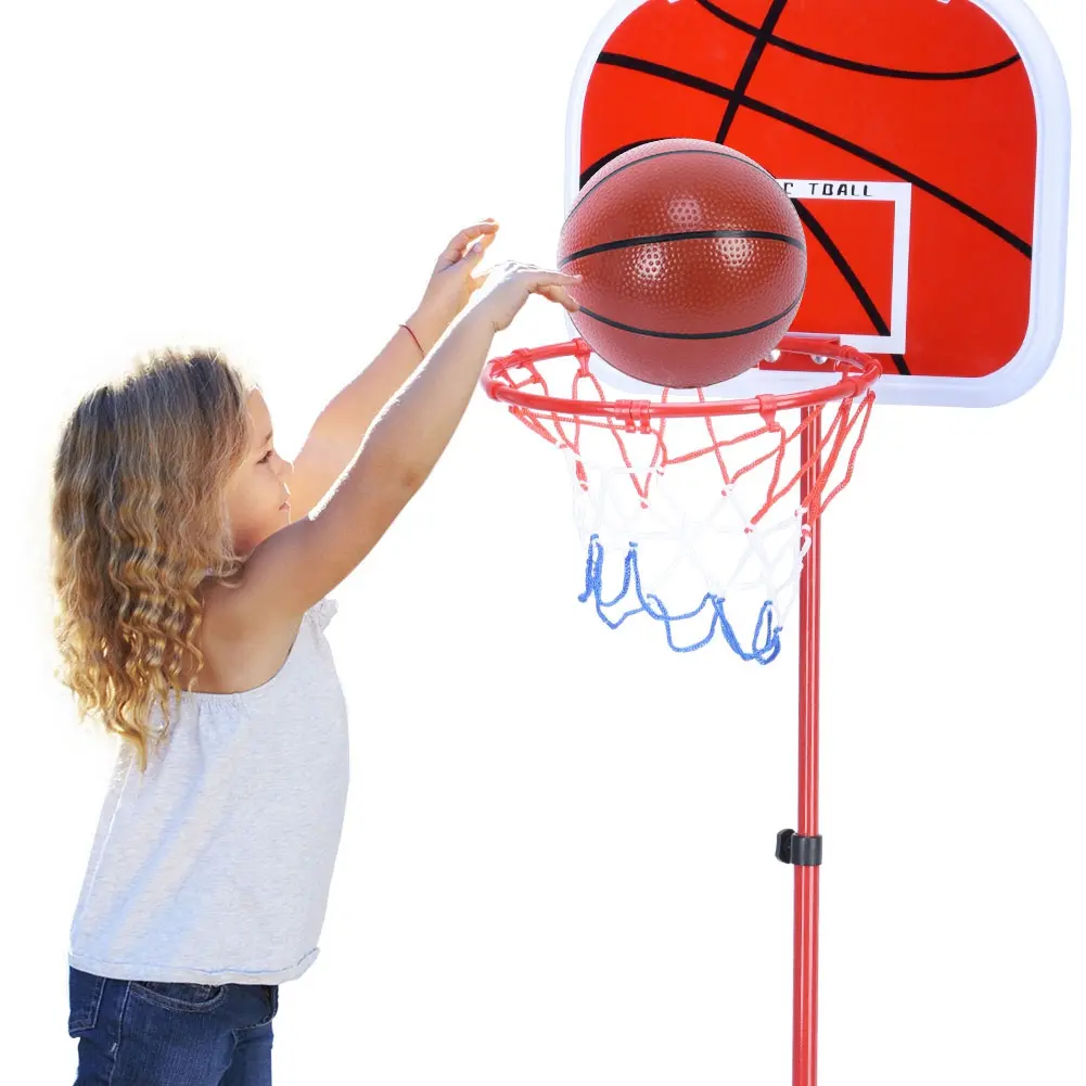 Adjustable Basketball System Height Adjustable Basketball Stand System Hoop Backboard Net Kit for Children Basketball Hoop Board