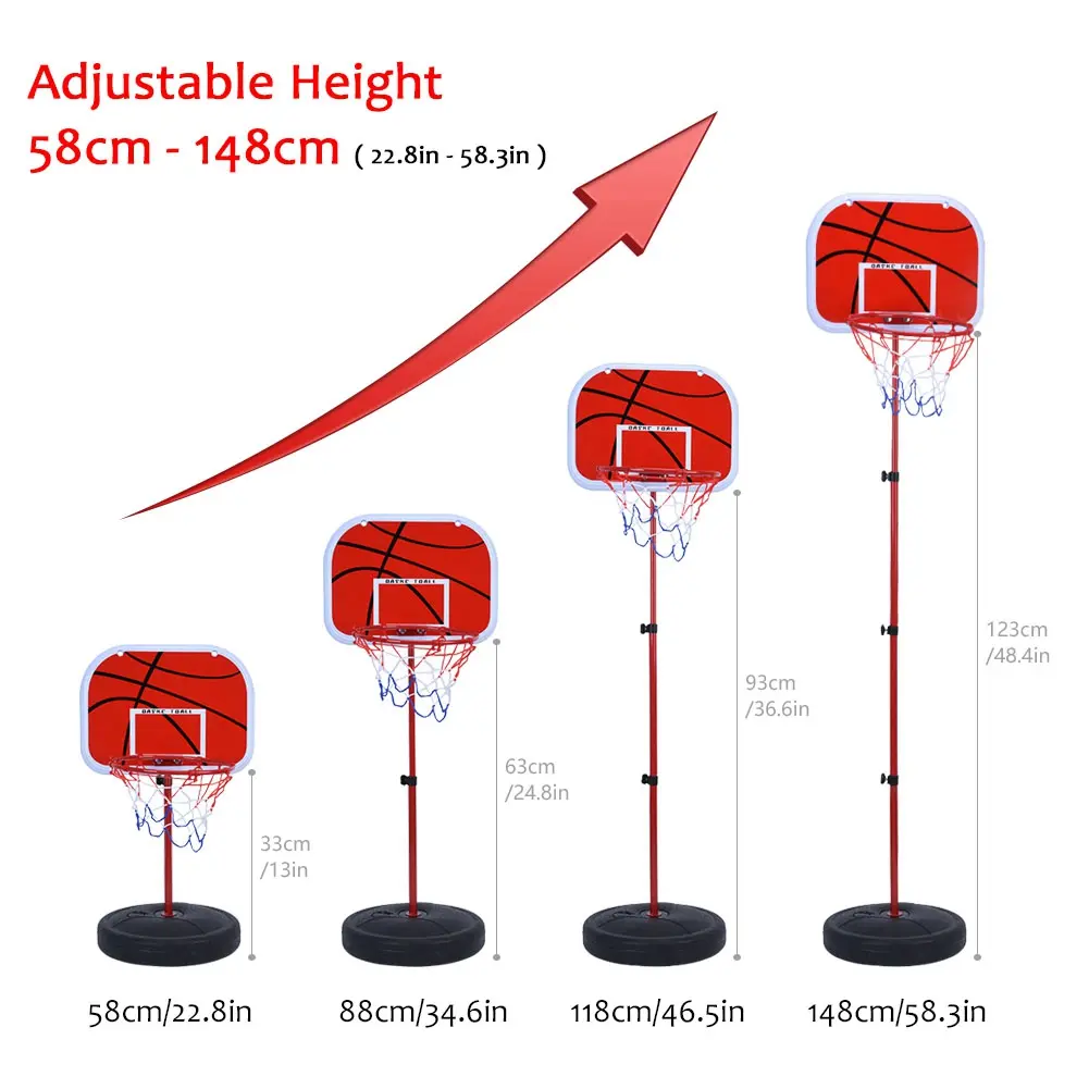 Adjustable Basketball System Height Adjustable Basketball Stand System Hoop Backboard Net Kit for Children Basketball Hoop Board