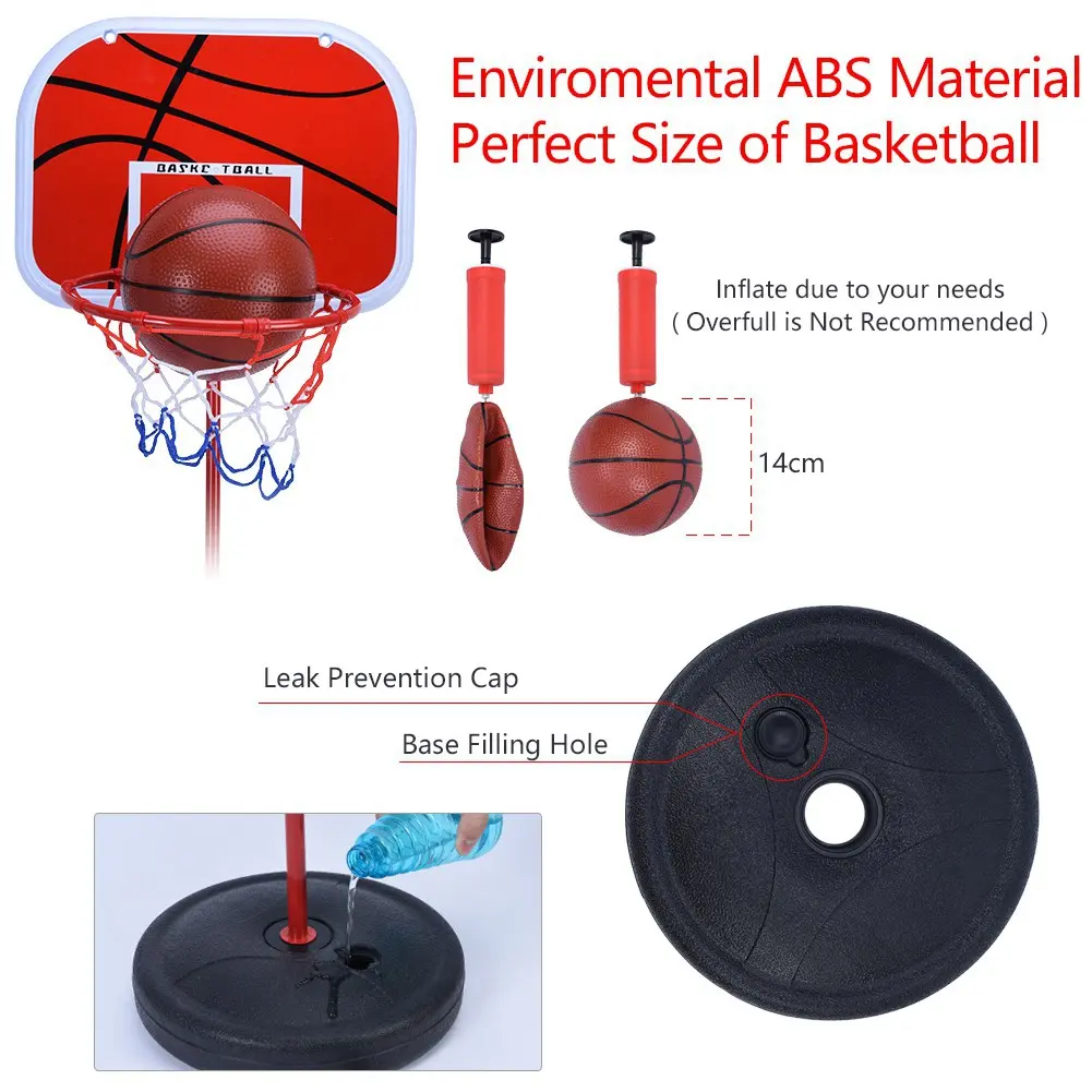 Adjustable Basketball System Height Adjustable Basketball Stand System Hoop Backboard Net Kit for Children Basketball Hoop Board
