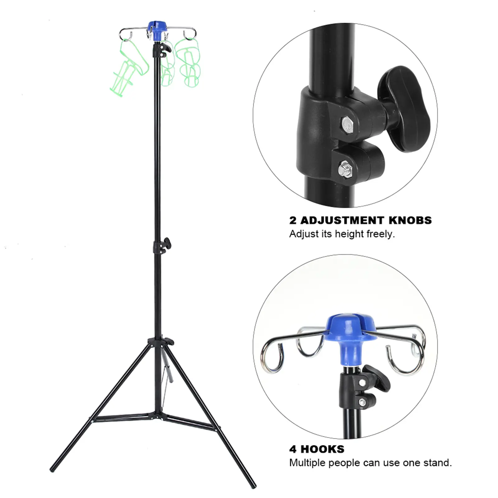 Aluminum Alloy Drip Irrigation Rack IV Pole Portable IV Pole Drip Bag Stand Intravenous Foldable Pole Stand for Clinic Home Care
