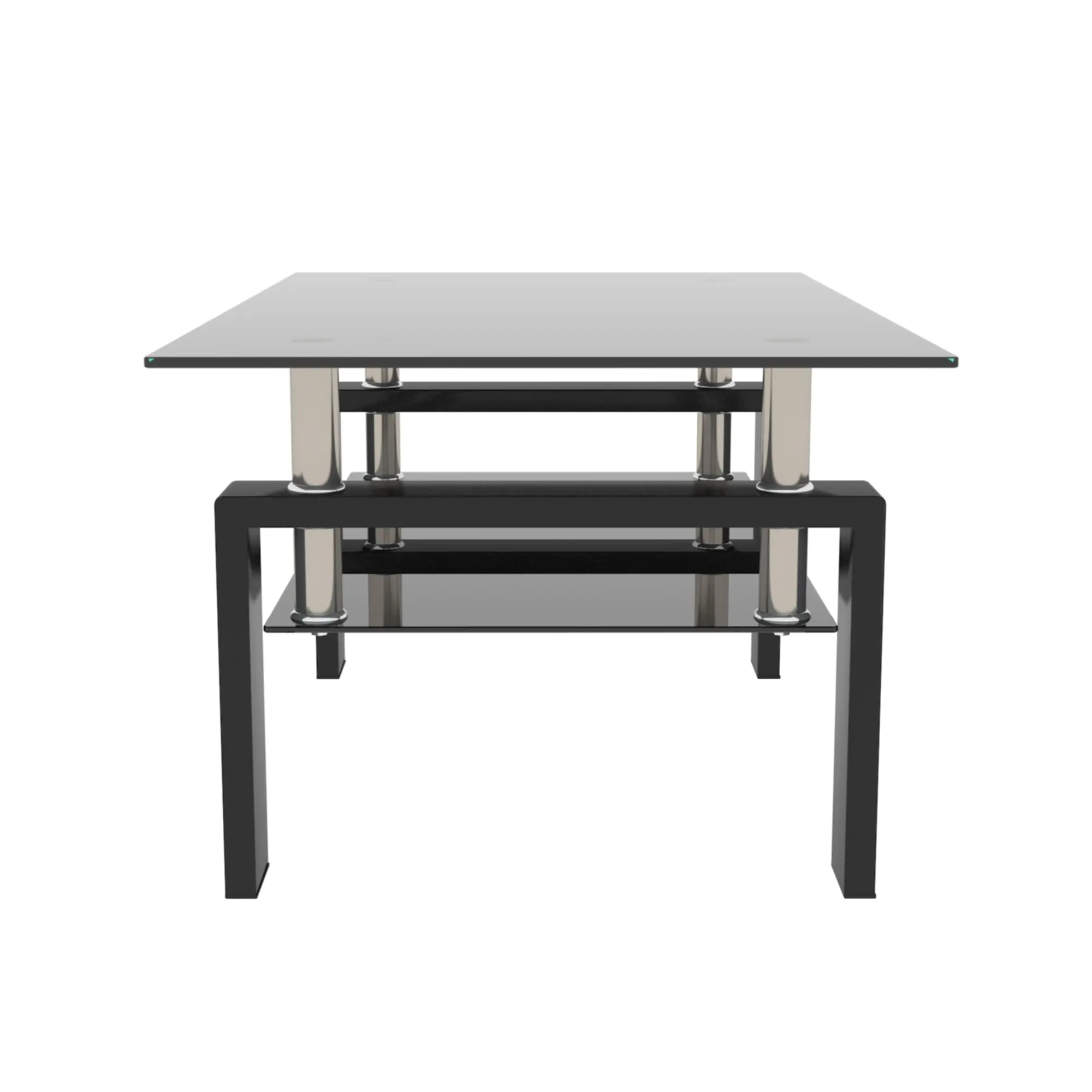 Rectangle Black Glass Coffee Table, Clear Coffee Table，Modern Side Center Tables for Living Room， Living Room Furniture