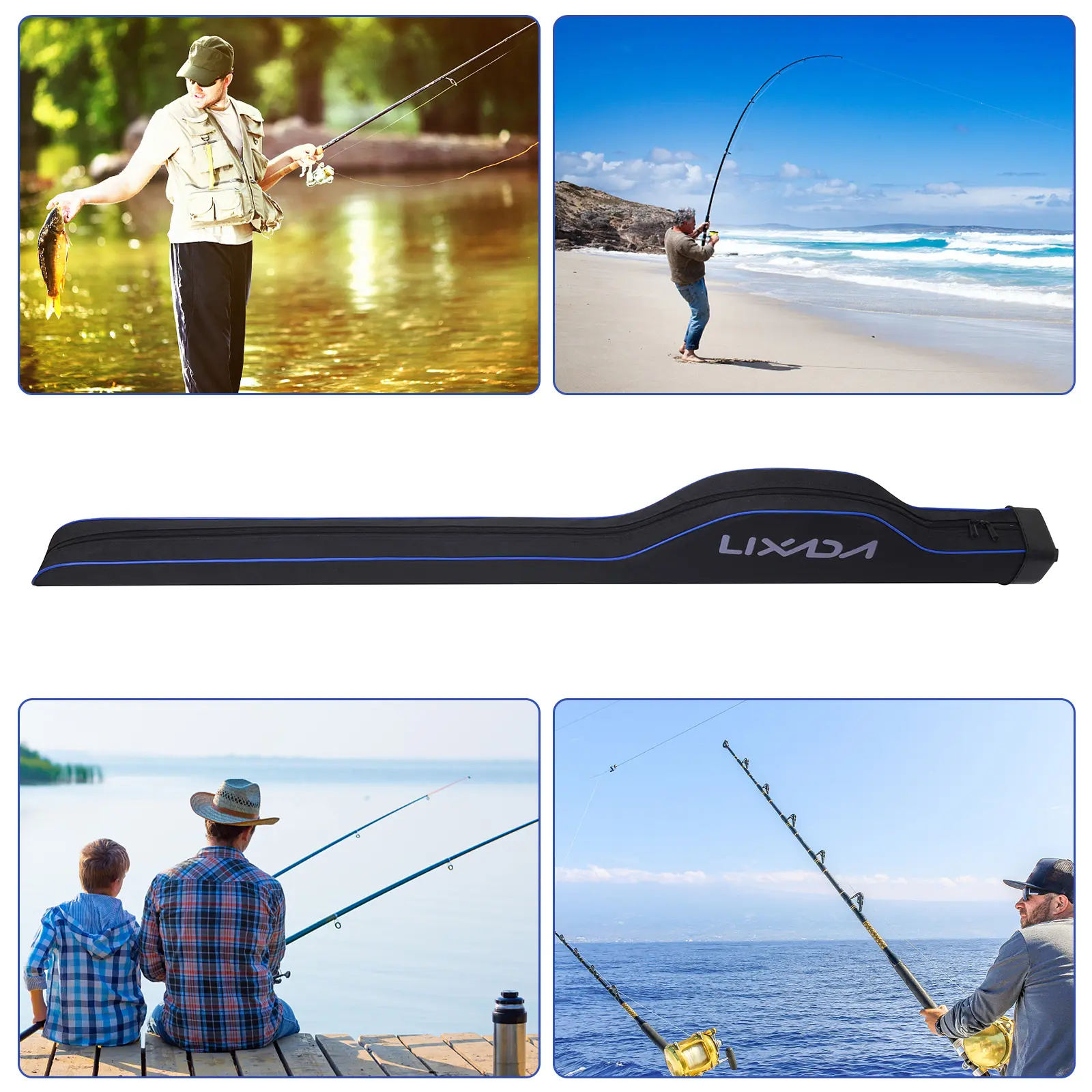 Waterproof Fishing Rod Bag 1. Fishing Pole Protective Pouch Hard Shell Fishing Tackle Storage Bag Fishing Rod Protective Case