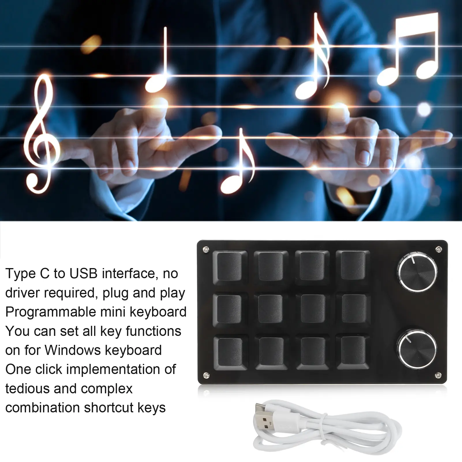 Mechanical Gaming Keypad One Handed Macro Mechanical Keyboard 12 Key Multifunction  Programmable Keypad for Office Gaming