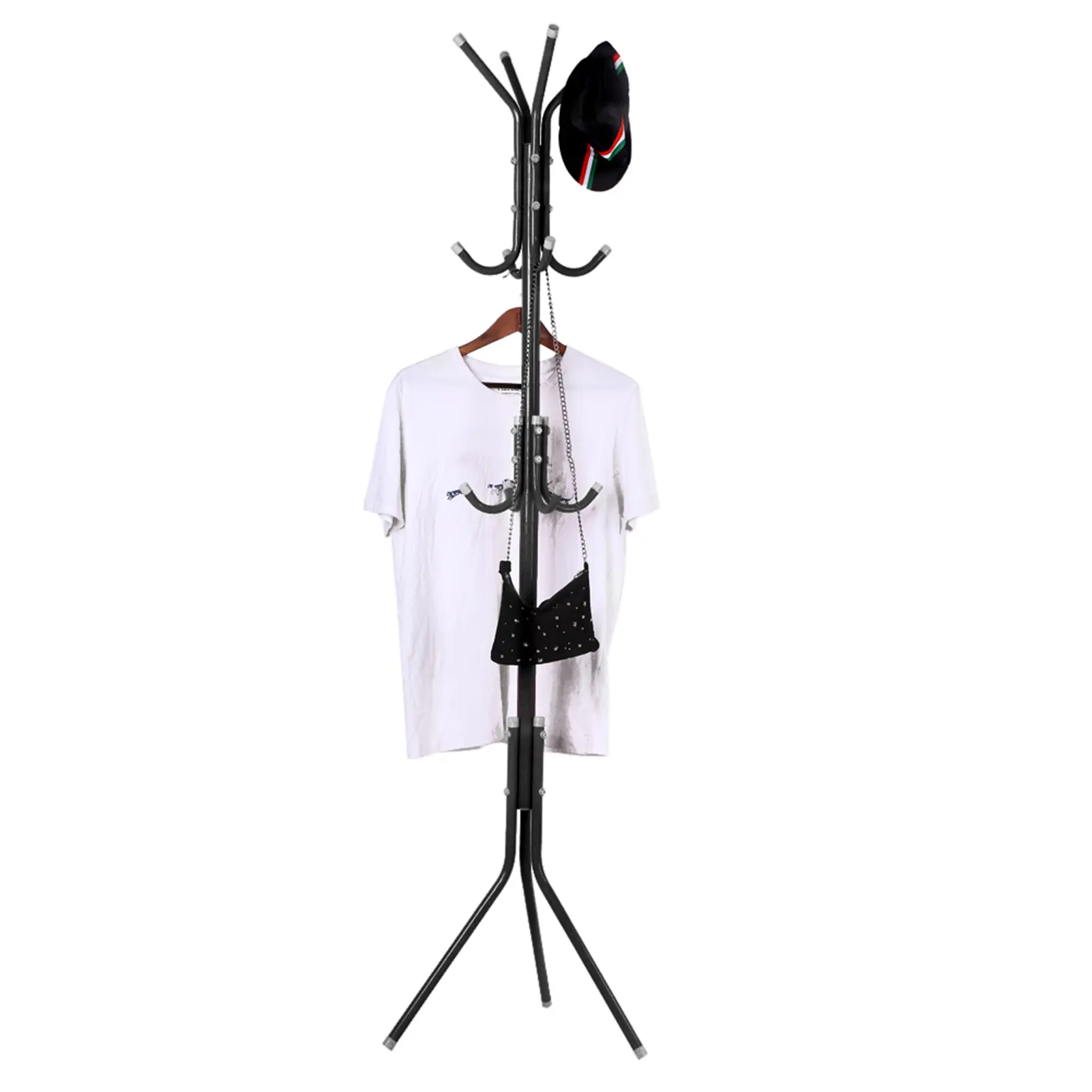 Coat Hat Tree Clothes Stand Hanger Multi Hook Metal Coat Hat Rack Tree Stand Clothes Bag Hanger Organizer for Home Bedroom