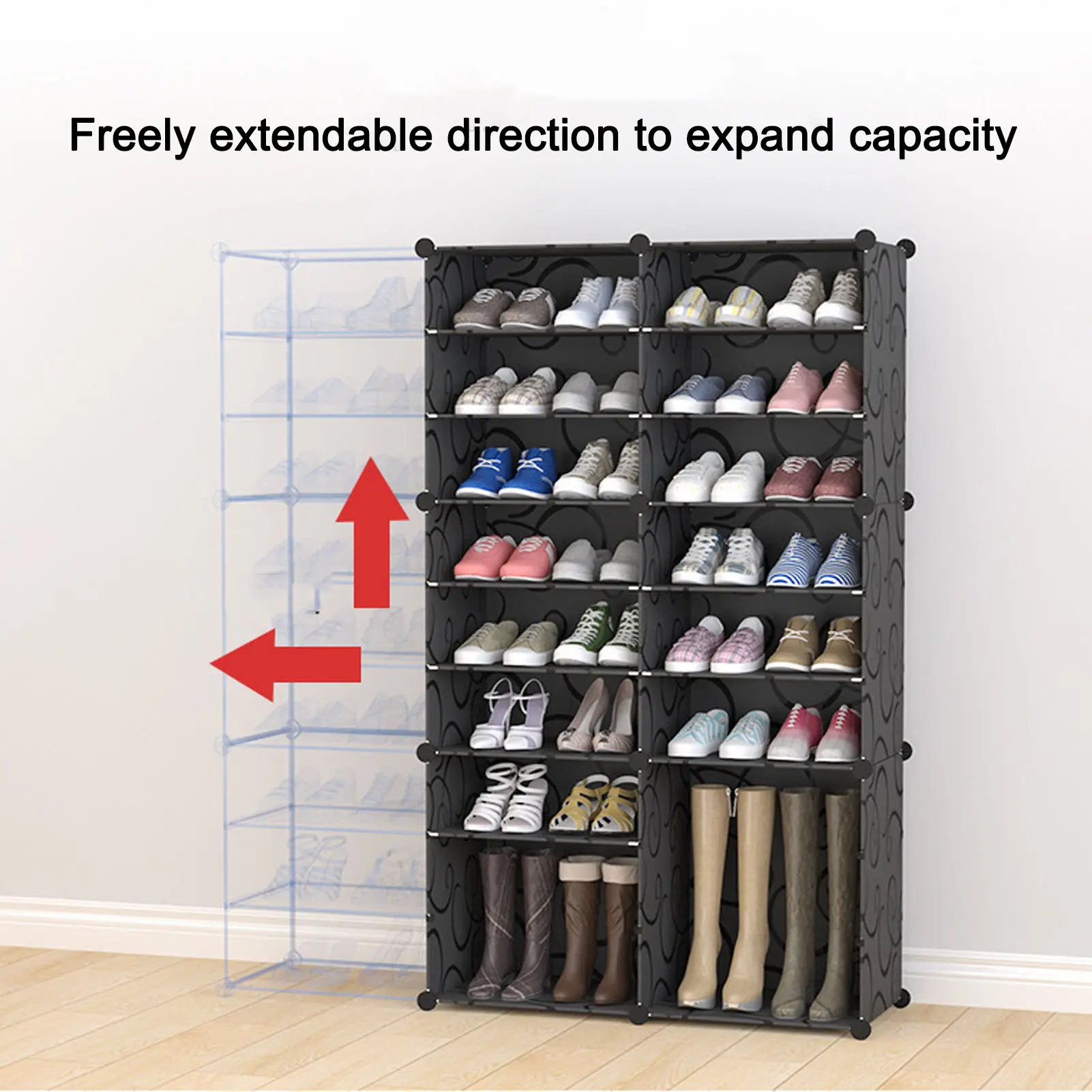 Tall Shoe Rack Modern Vertical Shoe Rack Organizer Multi Layer Strong Load Bearing Easy To Assemble Multifunction for Entryway