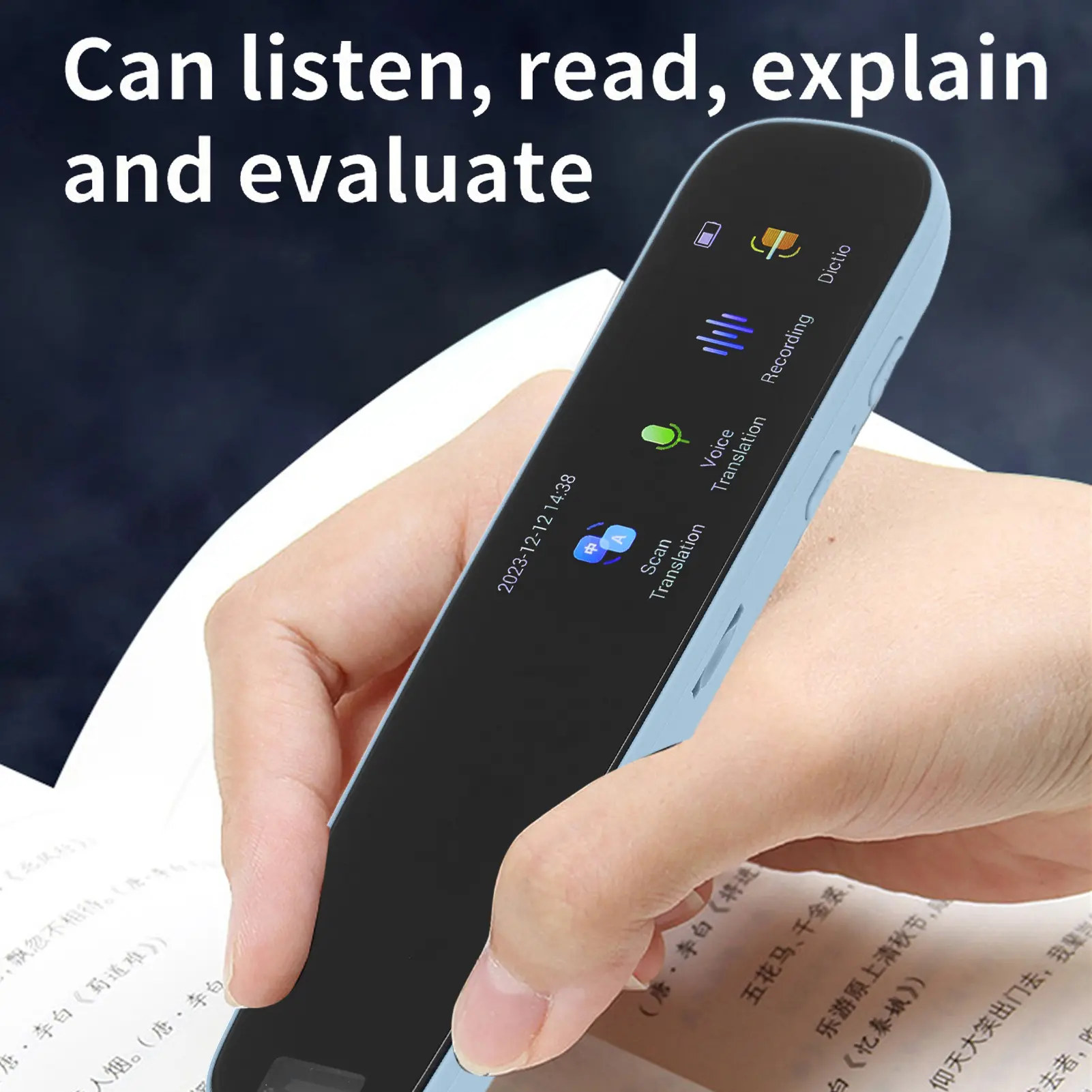 Translation Scanning Pen Button and Touch  Support 12 Languages Type C Charging Translation Pen Scanner for Travelers