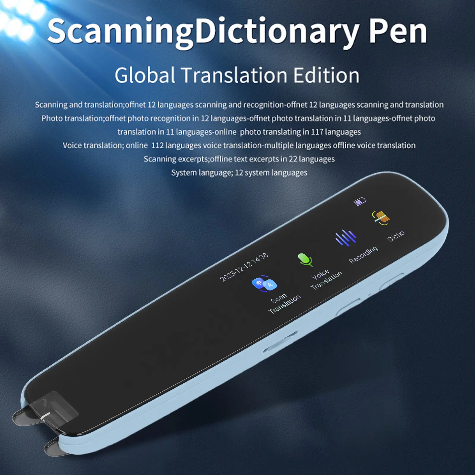 Translation Scanning Pen Button and Touch  Support 12 Languages Type C Charging Translation Pen Scanner for Travelers