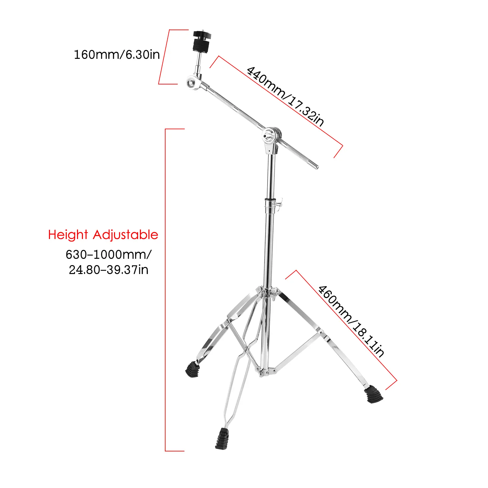 Cymbal Boom Stand Cymbal Stand Straight Boom Cymbal Stand Double Braced Legs Height Angle Adjustable Cymbal Support Rack
