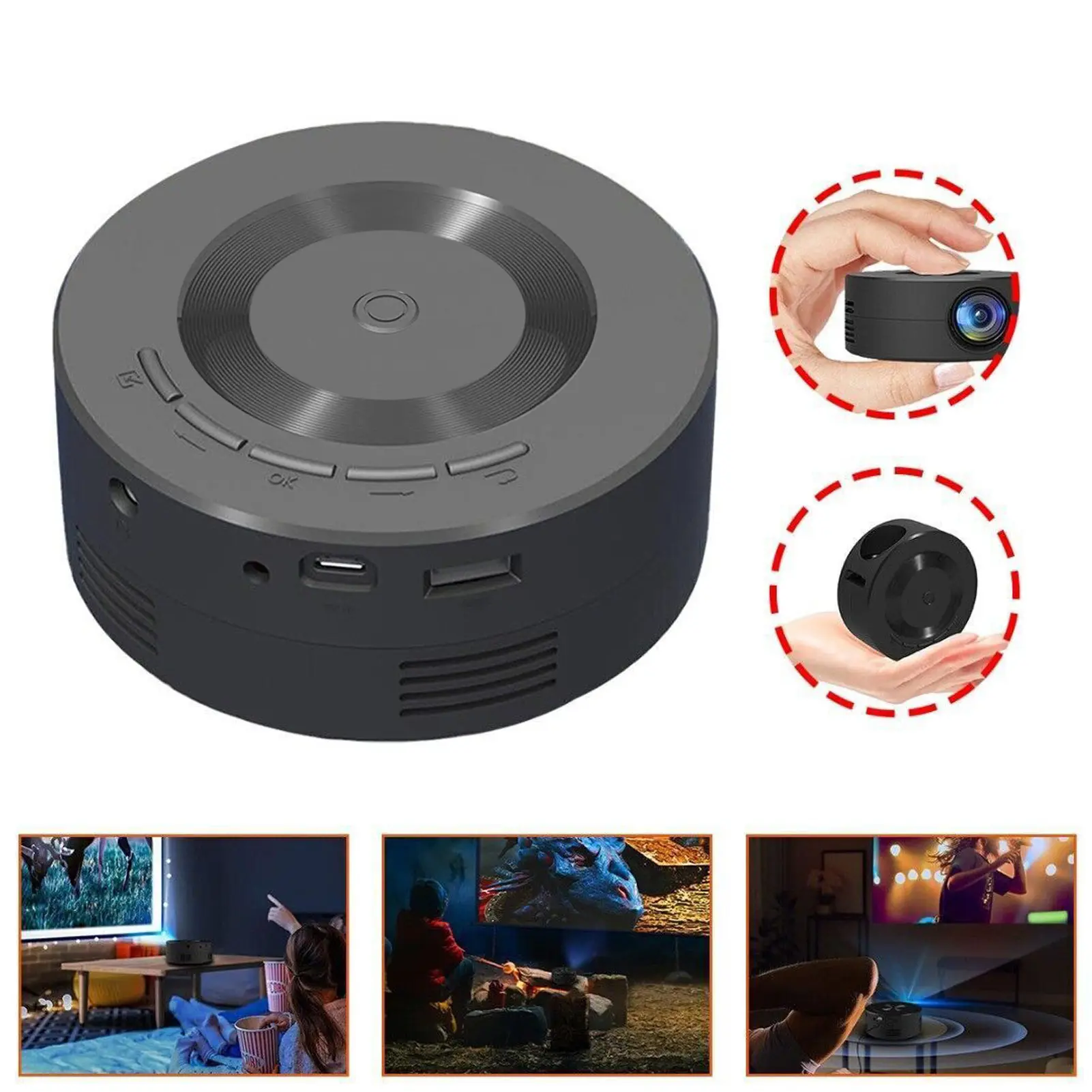 Projector Same Screen Function Small Home Projector Built in Speaker 1080p Eye  Portable for Android for Phone