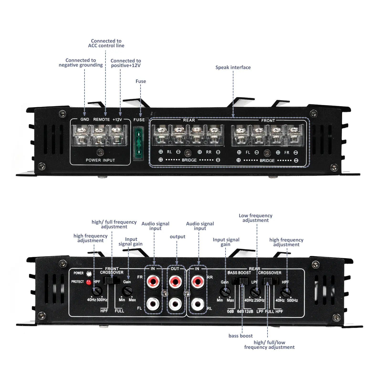 4-Channel Car Audio Amplifier 5800W High-Power Amp 12.0V Ultra-Thin Four-Way Power Amplifier Class A/B