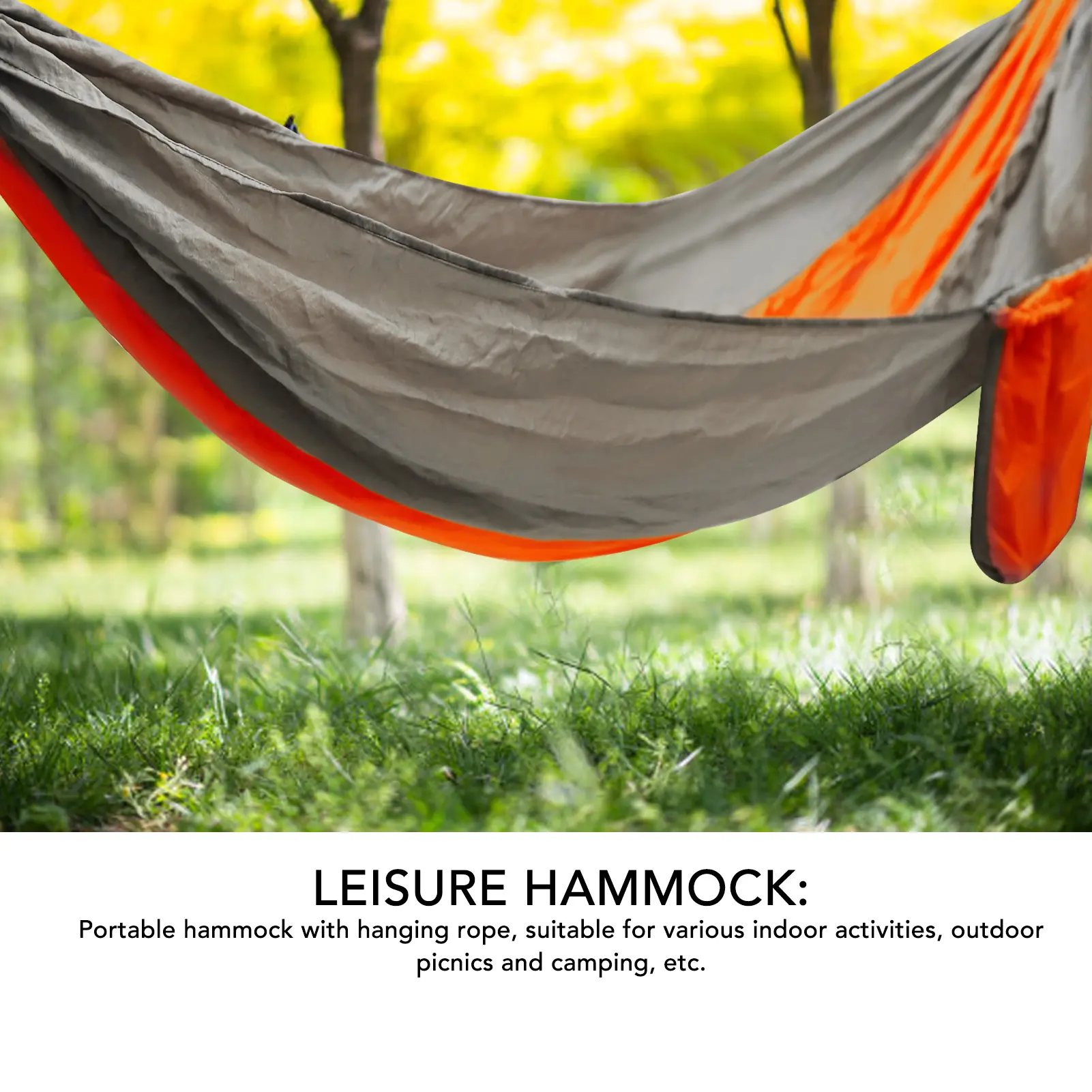 Camping Hammock Hammock Chair Portable Hammock with Tie Rope Widened Hanging Swing for Indoor Outdoor Camping Silver Gray Orange
